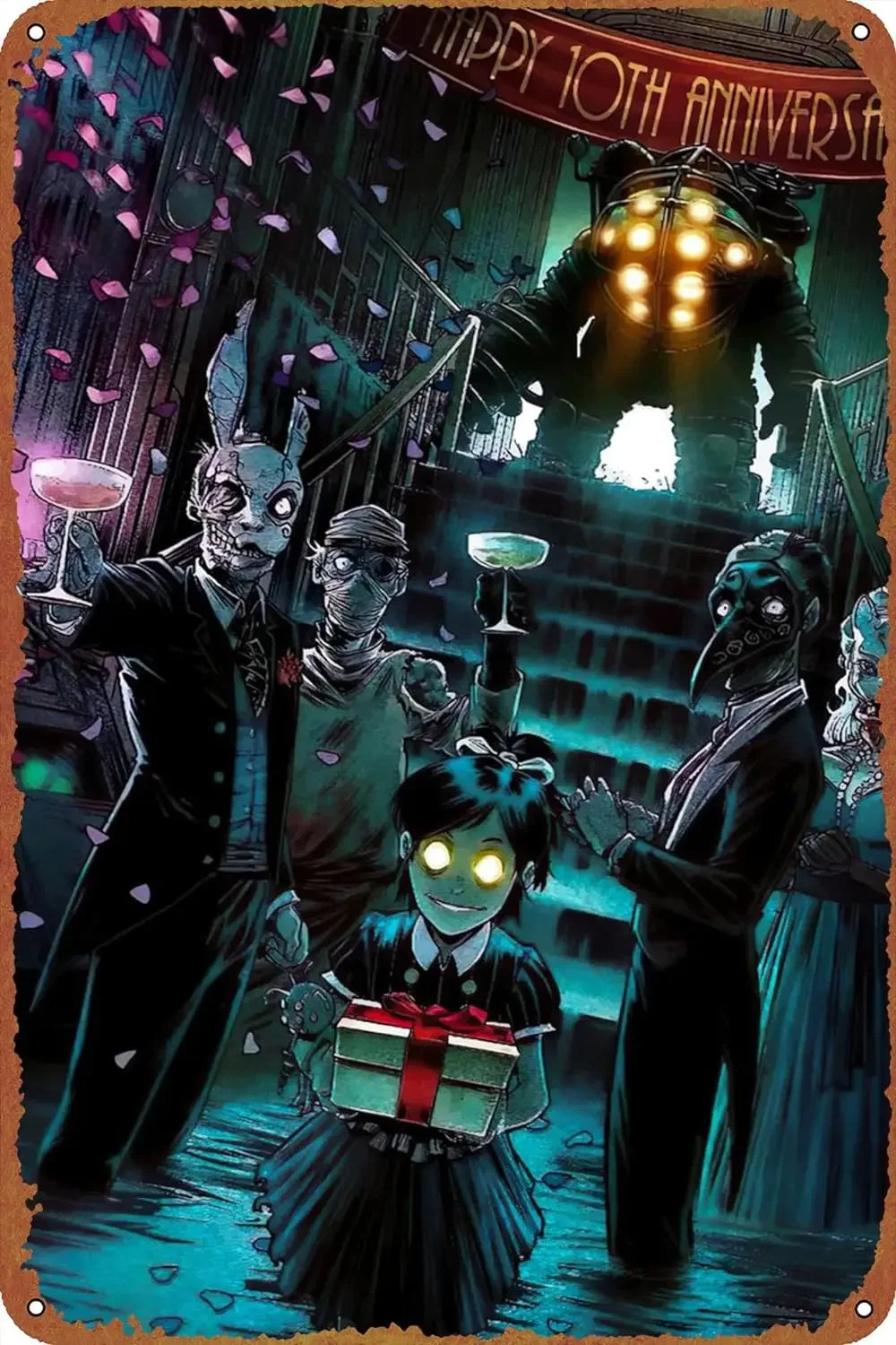 Classic Video Game Tin Metal Signs Poster Bioshock Rapture Anime Pictures De