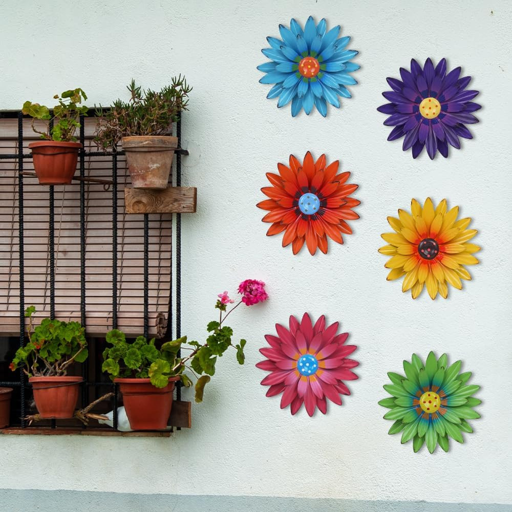 Metal Flower Wall Decor for Indoor Outdoor, Kitchen Decor Floral Metal Wall Art,