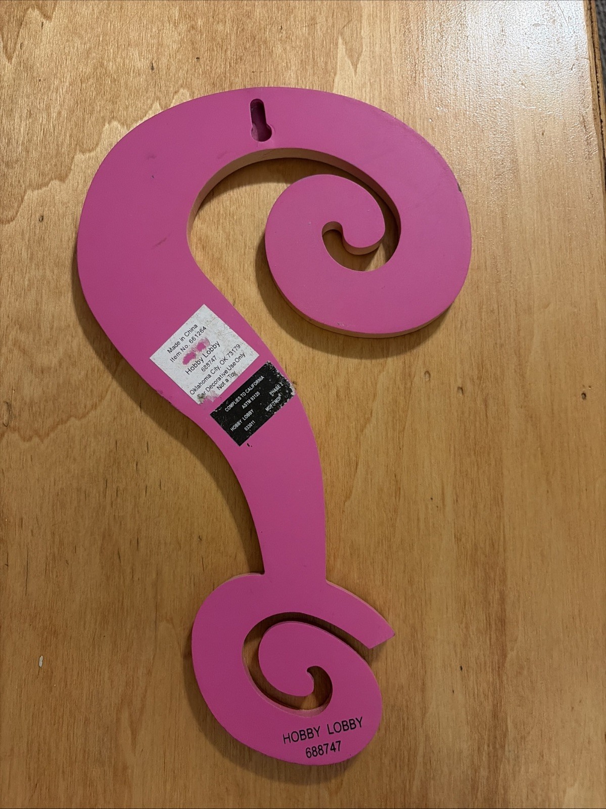 Pink Wooden Question Mark Wall Art Decor Hobby Lobby 11 X 7 Inches