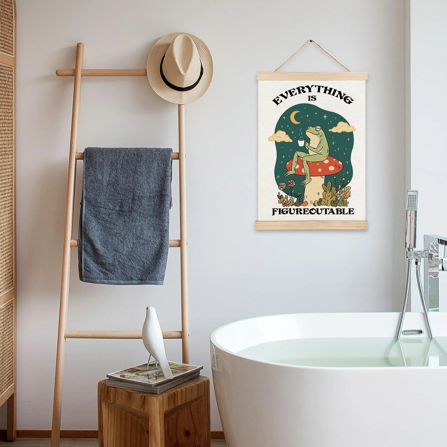 Cottagecore Frog Wall Art Inspirational Positive Affirmations Canvas Print 12×16