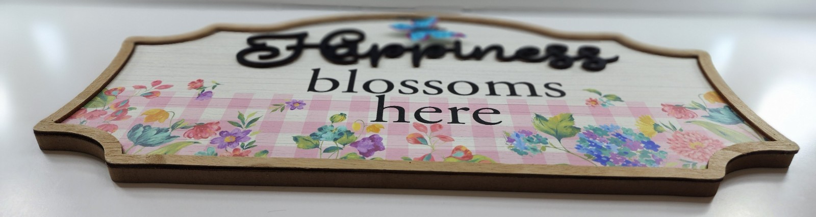 The Pioneer Woman Happiness Blossoms Here Wall Plaque Sign Wood Floral 16×8