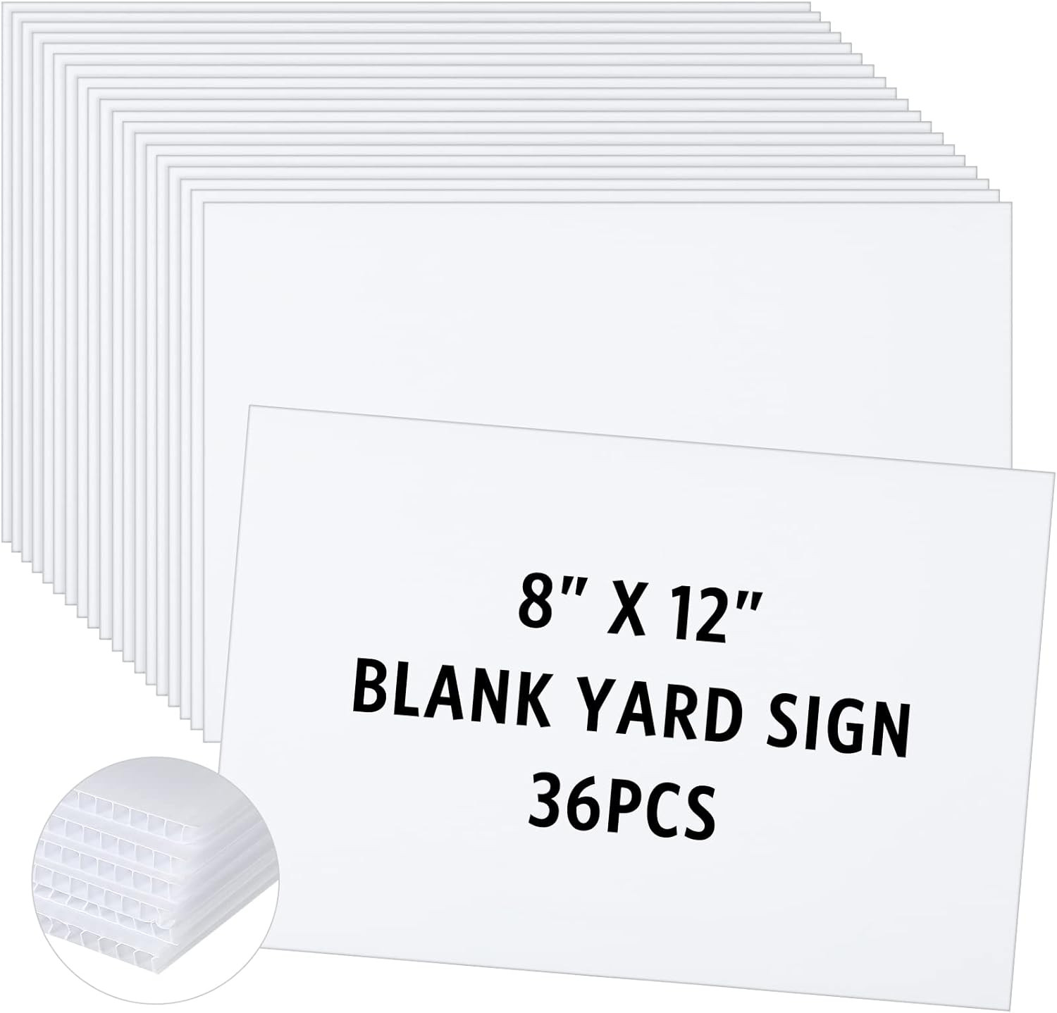 36 Pack Corrugated Plastic Sheet 3/16 Inch Thick Poster Board 8X12 Inches Waterp