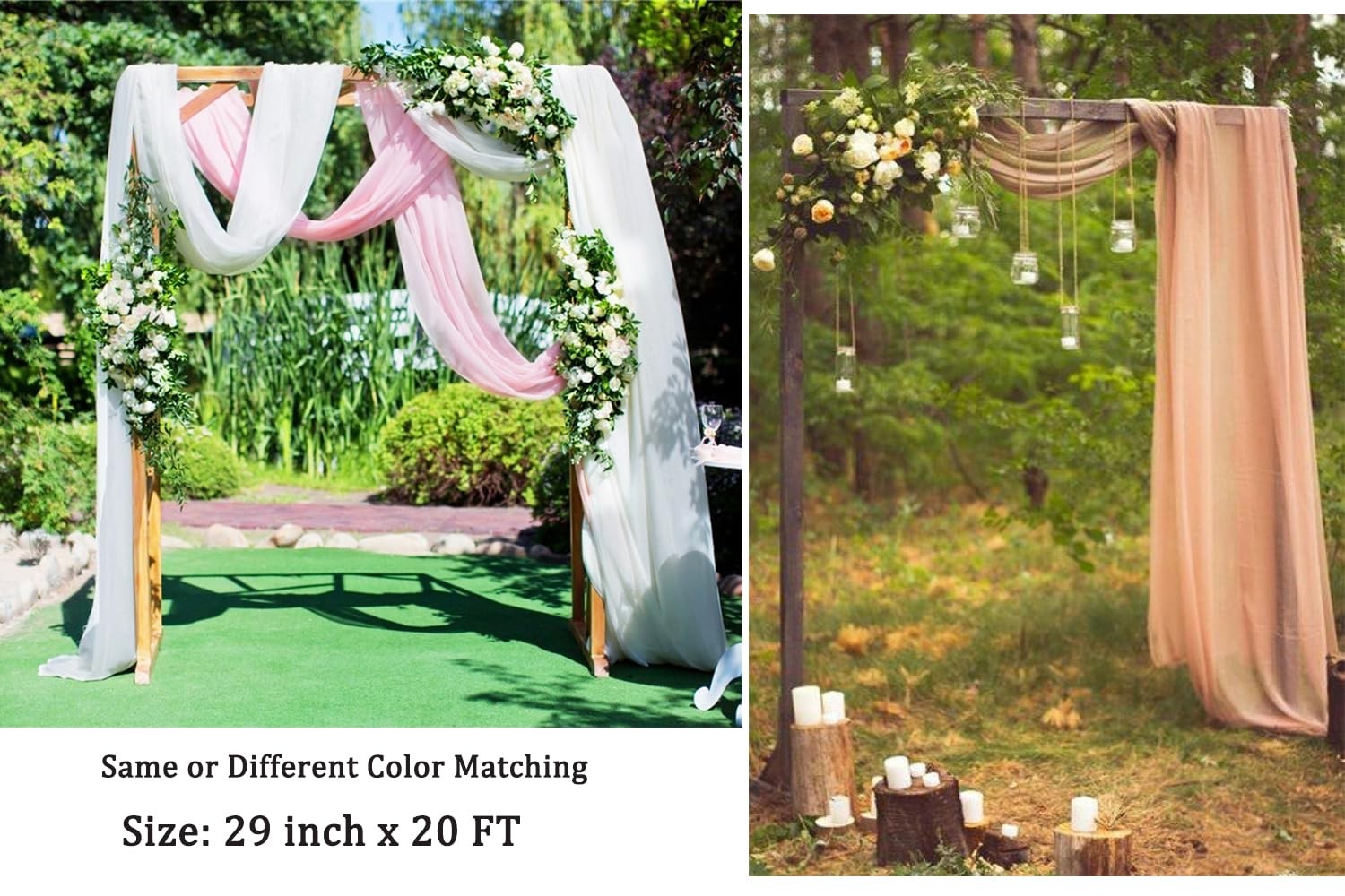 2 Panels Arch Draping Fabric, 29 x 20FT, Terracotta, Chiffon, Sheer Drapes