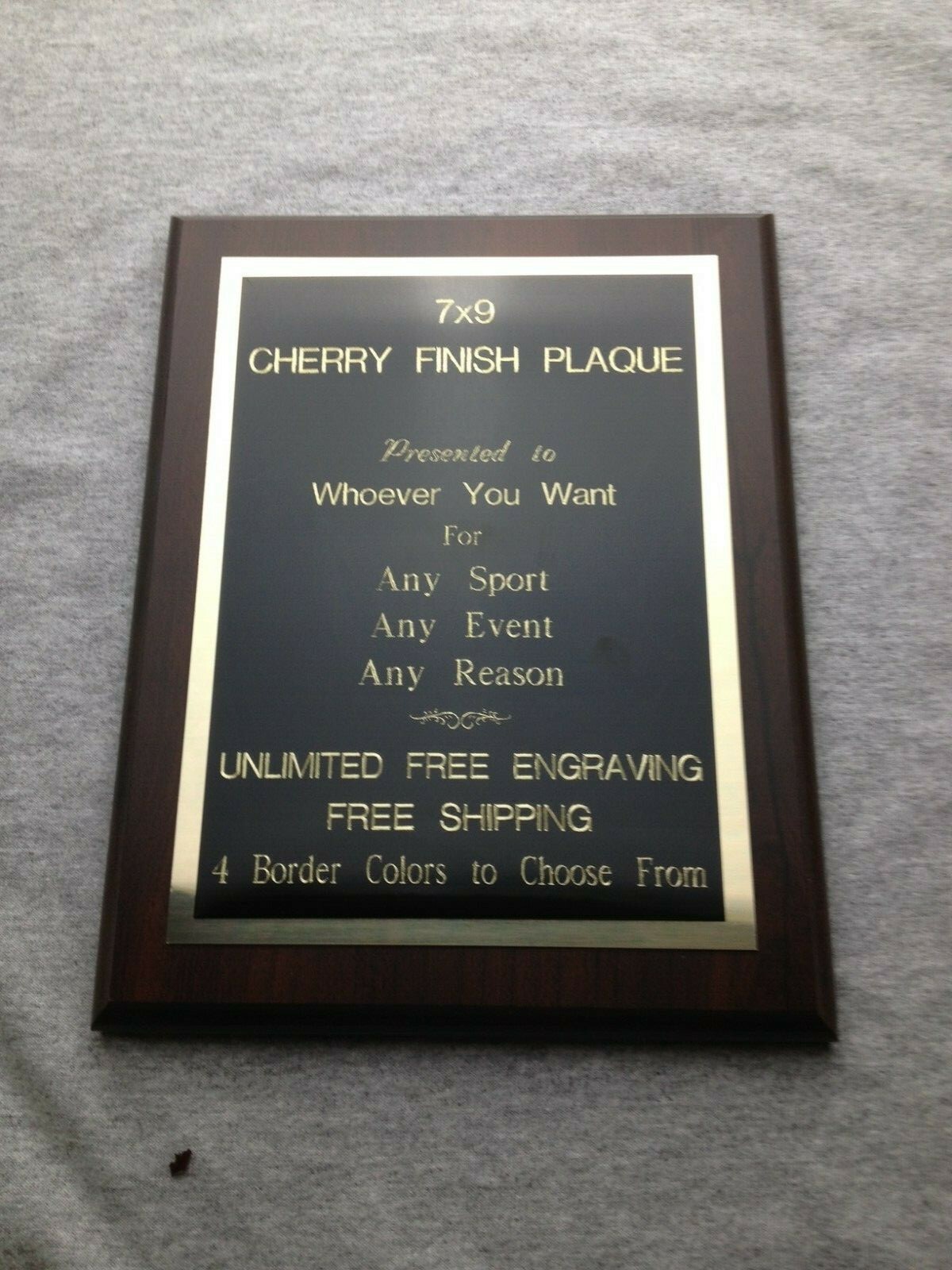 7×9 Cherry Finish Custom Engraved Plaque. FREE Shipping and Unlimited Engraving