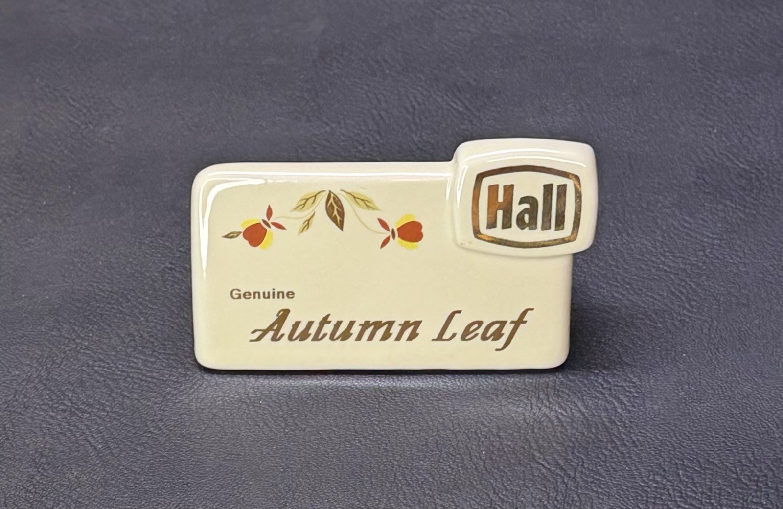 Hall Autumn Leaf Jewel Tea Advertising Ceramic Sign Vintage