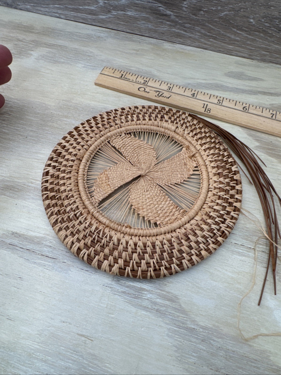 7 In Pine Straw & BLONDE STRAW WOVEN CIRCLE WALL HANGING.