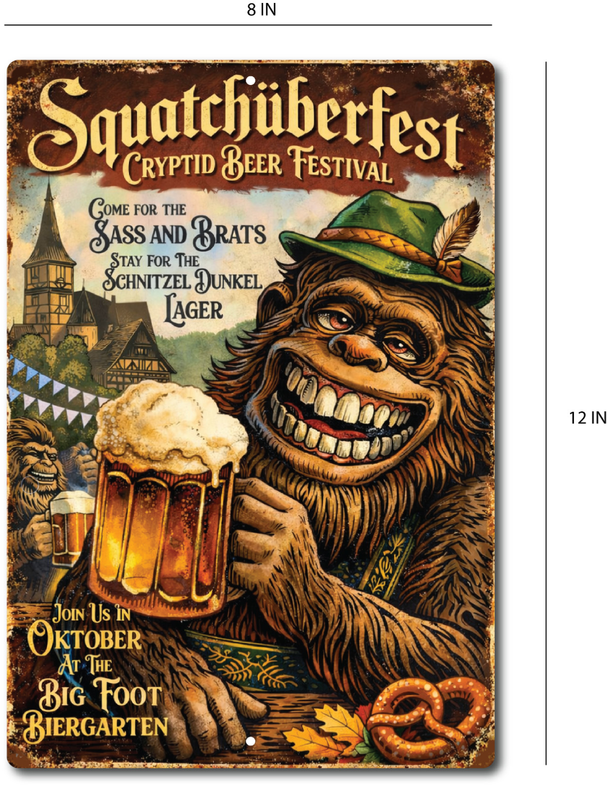 Bigfoot Oktoberfest Sign Funny Sasquatch Beer Fest Beer garden Decor