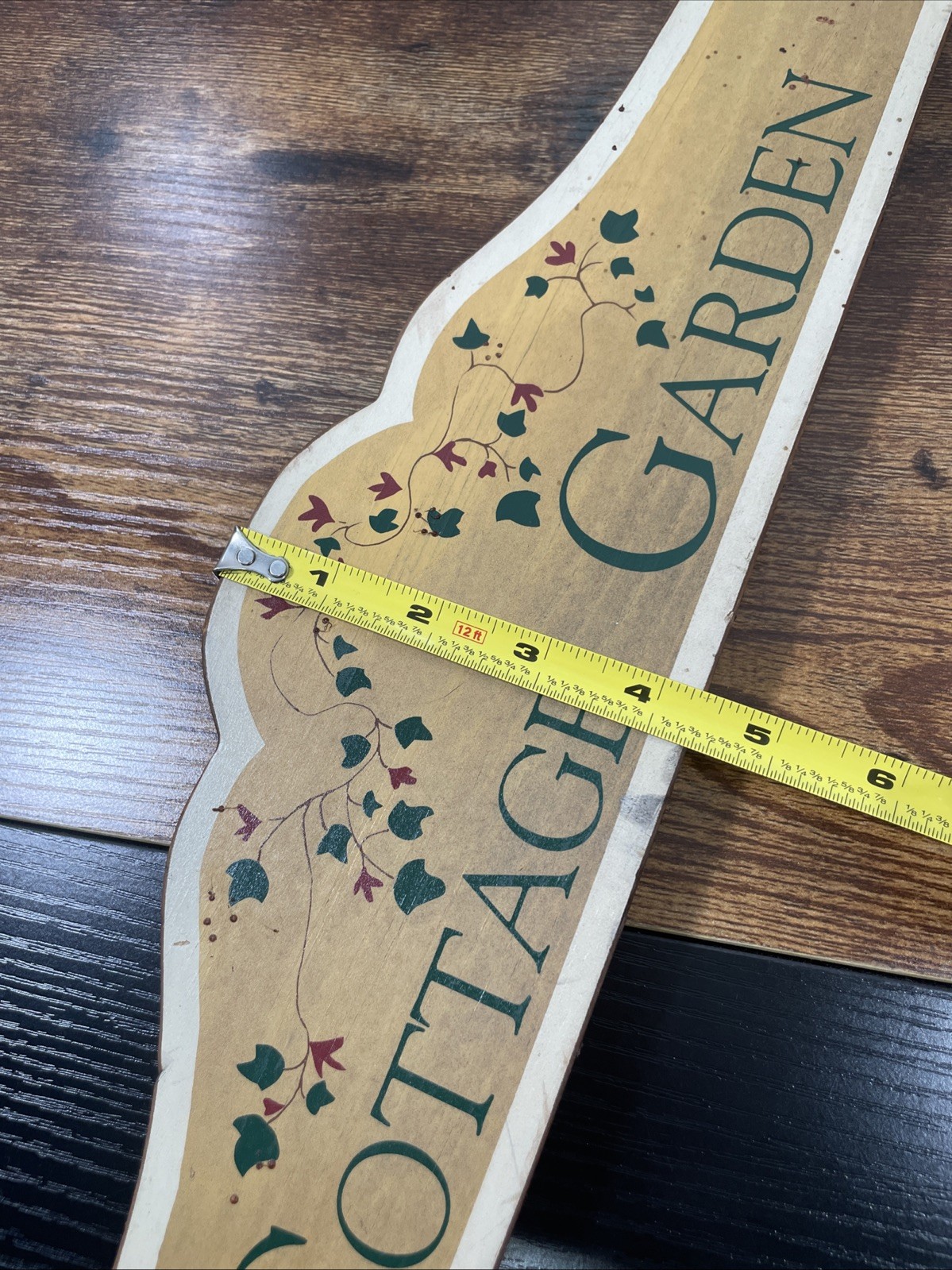 Vintage Wood Cottage Garden Sign Hand Painted Wooden Plaque Plinth Shabby Chic