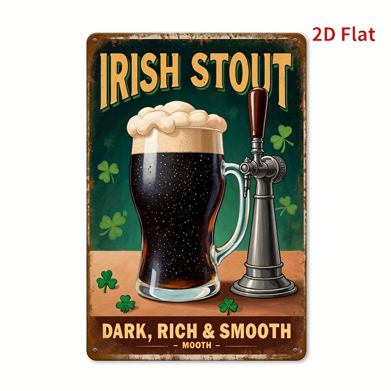 St Patricks Day Gift Irish Stout Metal Sign Dark Rich Smooth Beer Retro Wall Art