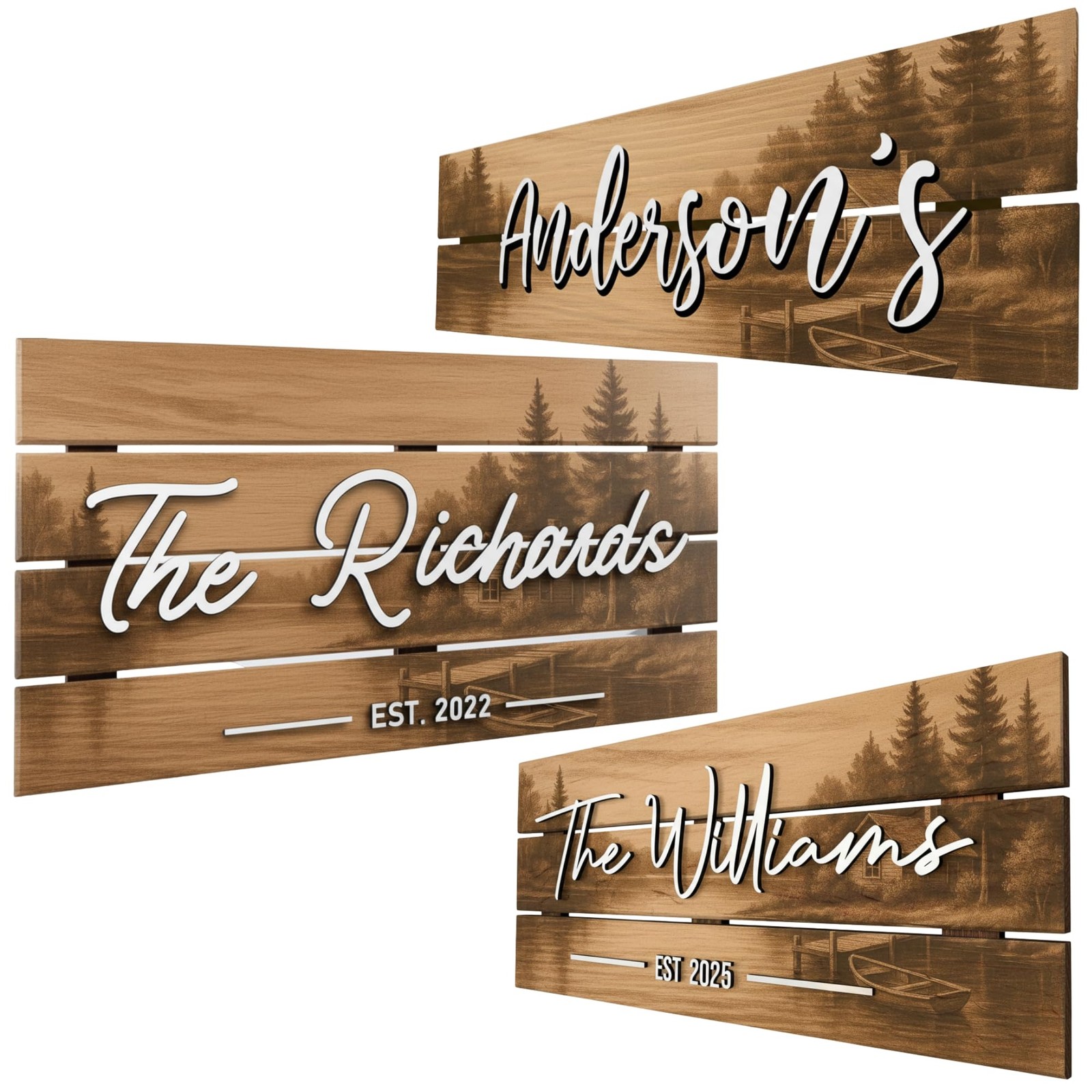Personalized Wood Name Sign Custom Beach House Lake House Farmhouse Cabin Decor