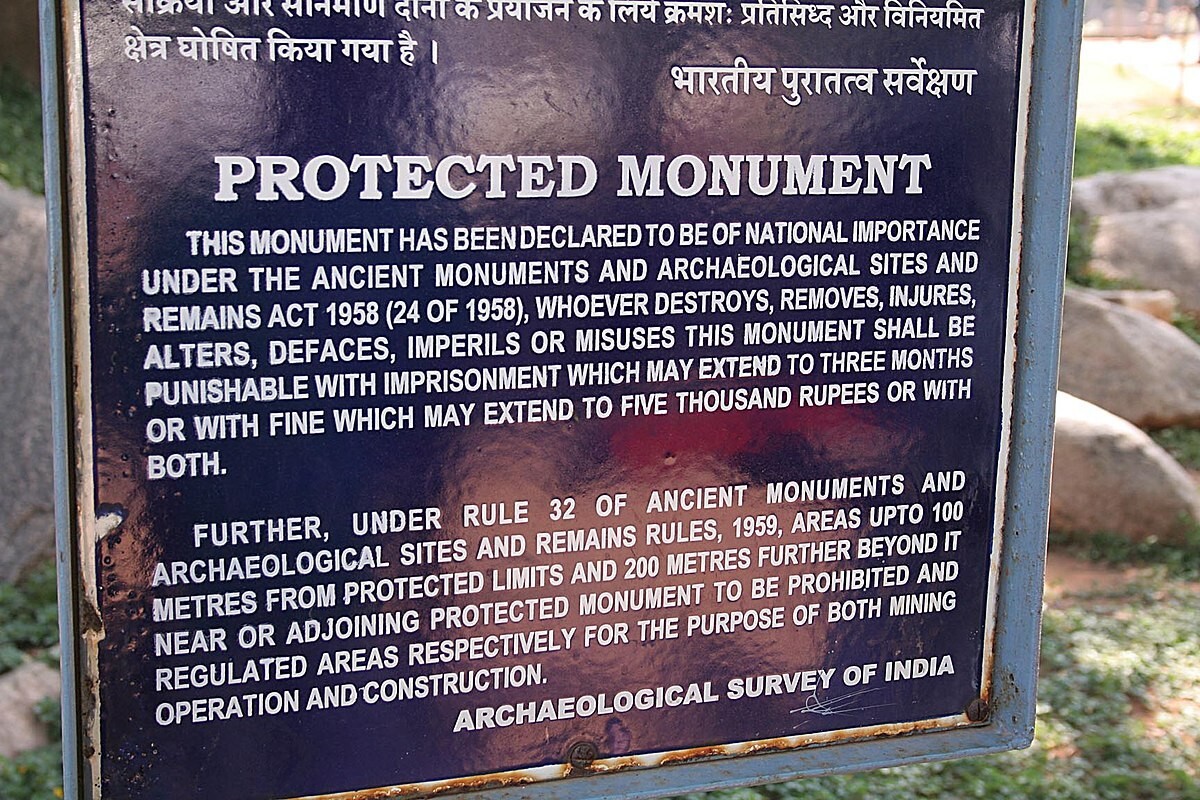 Rare 1904 Porcelain Sign, India’s Protected Monuments Warning Notice,Genuine Sgn