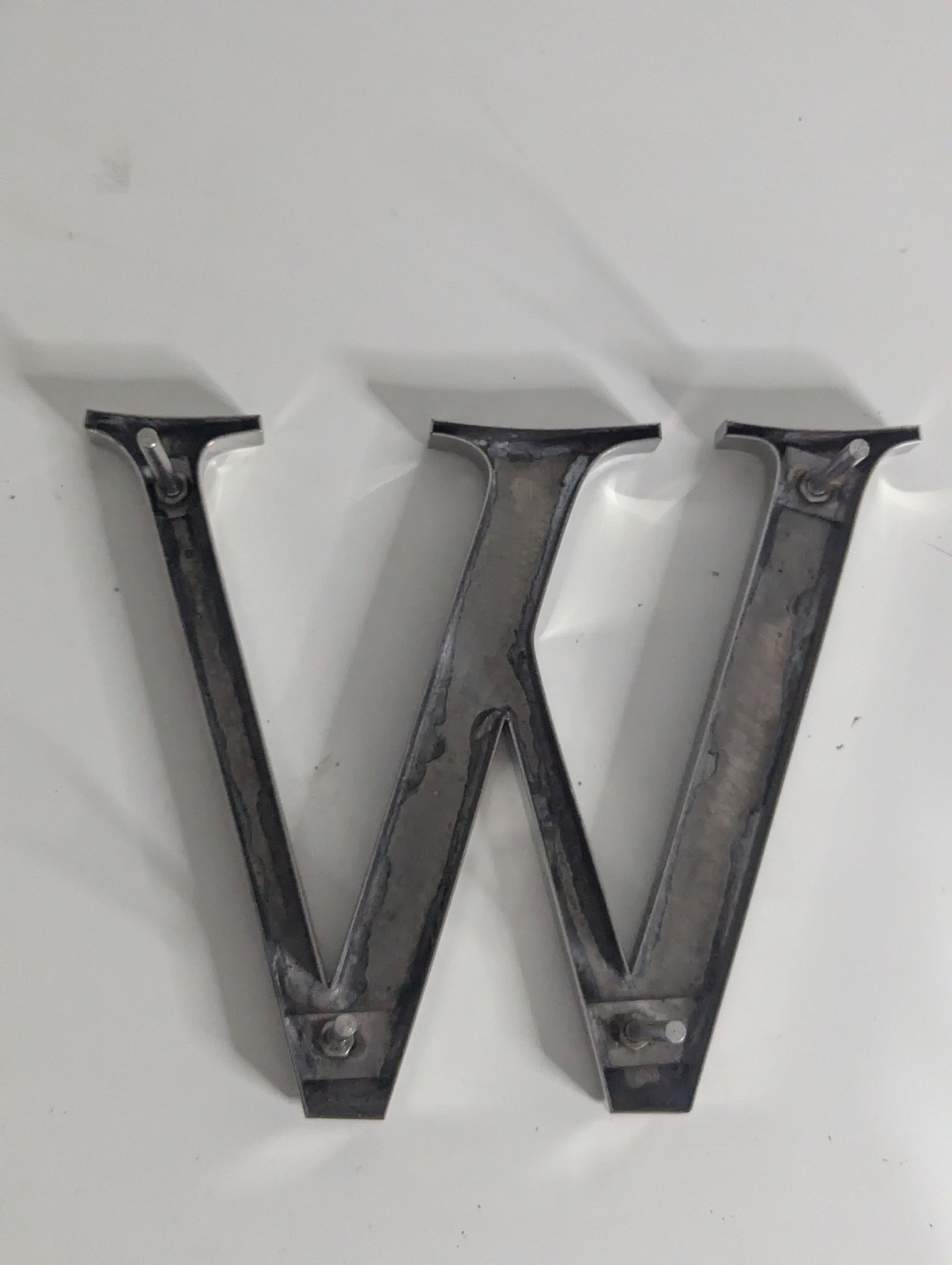 letter W silver Metal sign retail display room Art craft Business initial 6″