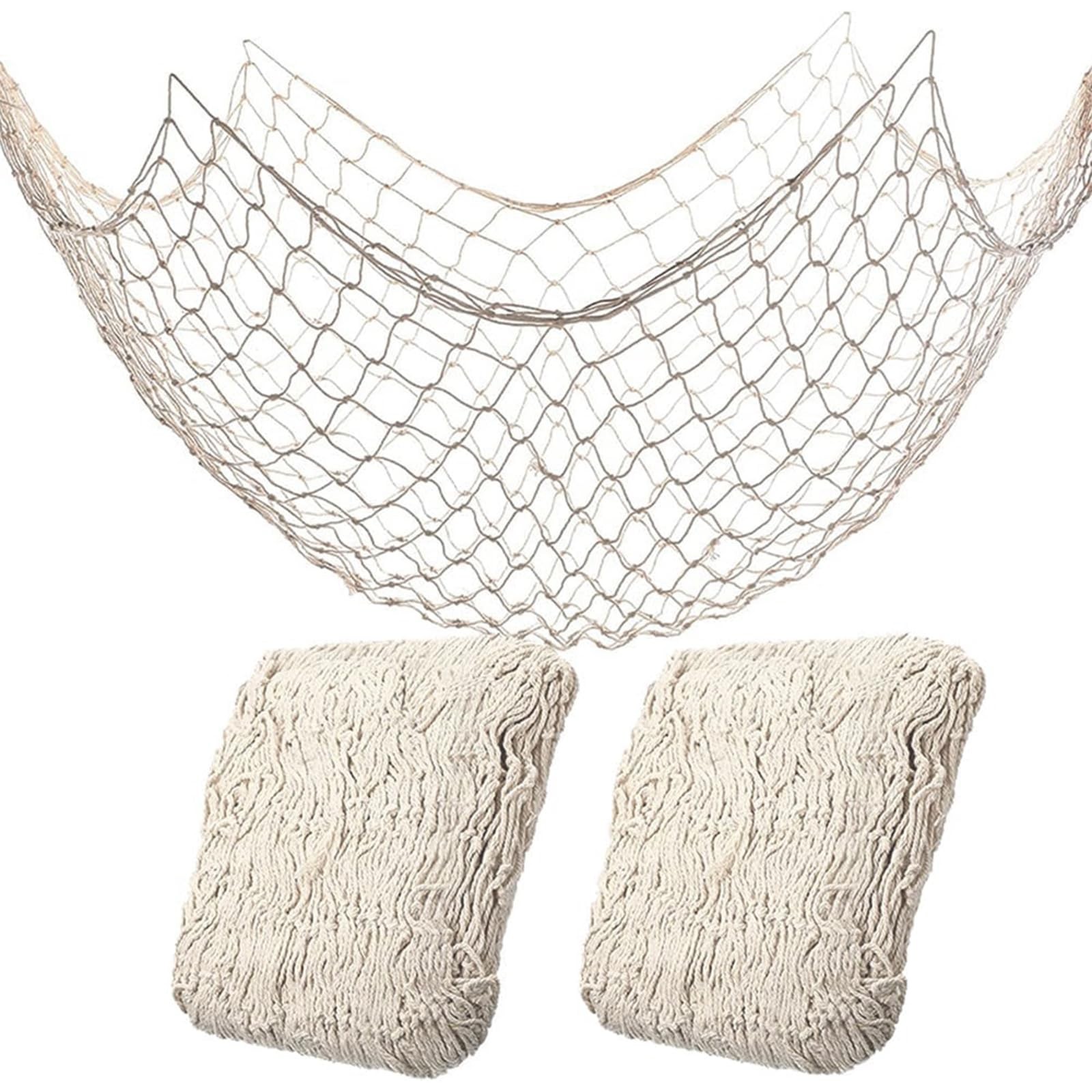 2 Pack Fish Net Decorations for Party, Natural Cotton Hawaiian Party Fishing…
