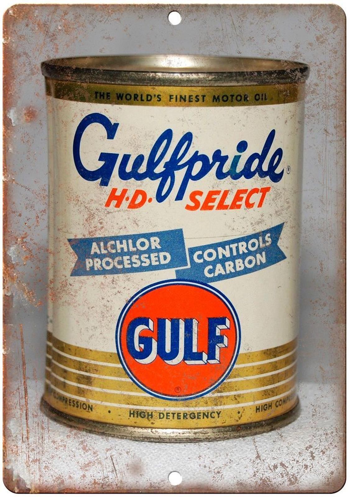 Gulf Motor Oil Sign Gulfpride HD Select Retro Aluminum Sign 8×12 Funny