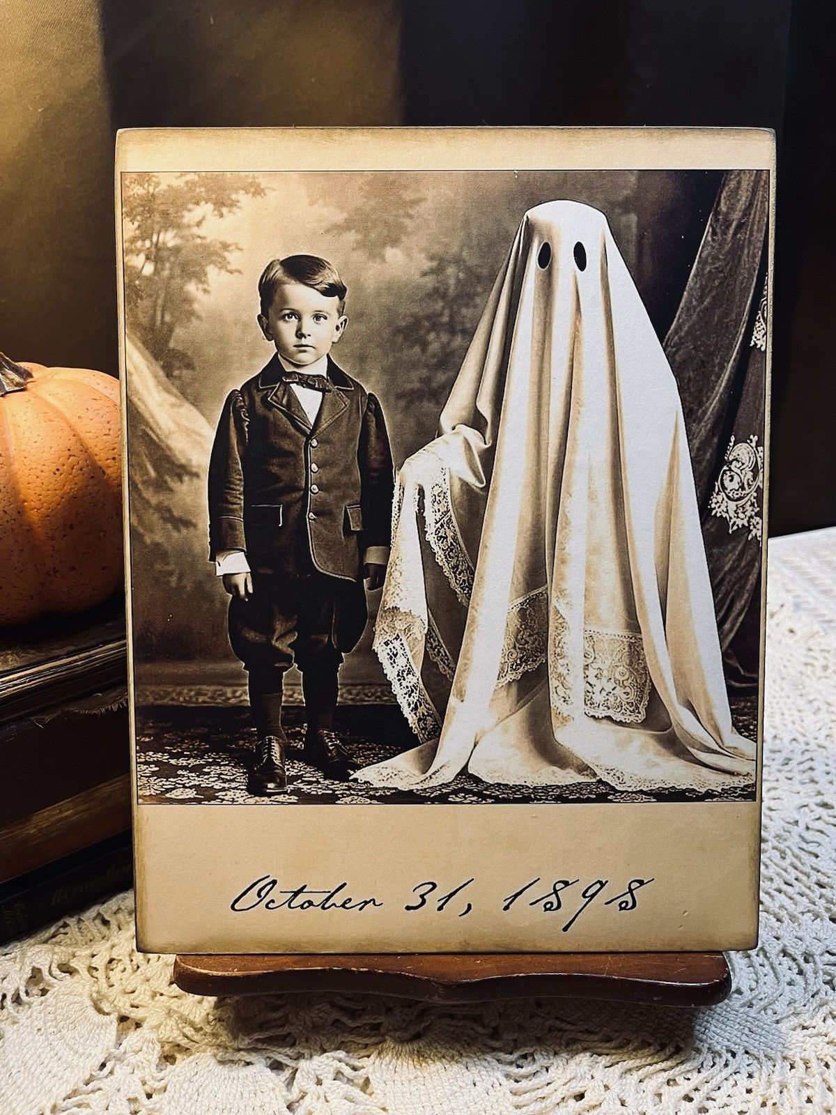 Halloween, October 31st 1898, Vintage Style Portrait, Handcrafted Plaque #4