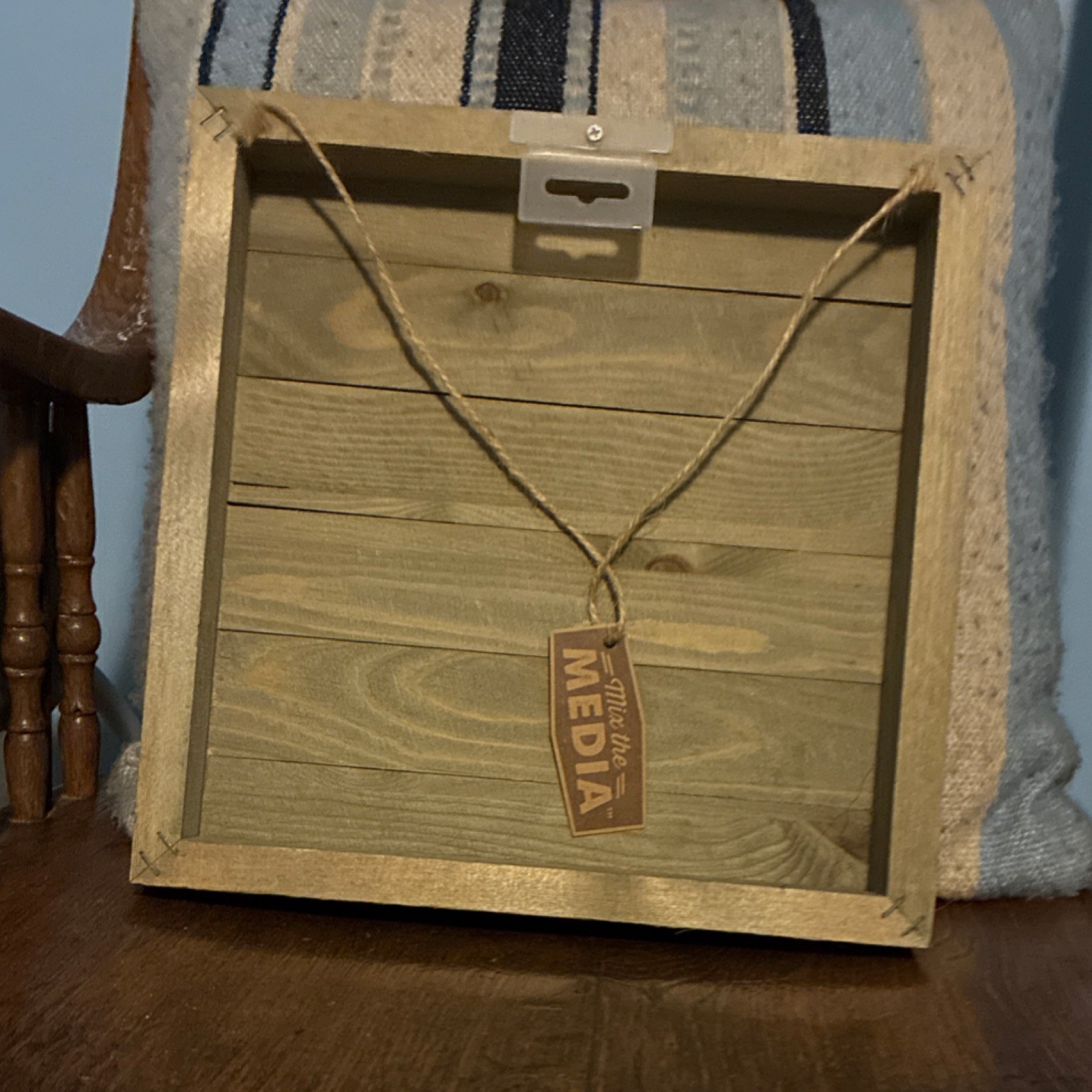 Rustic Brown Wood Grain Square Wall Plaque Hanging Wall Mounted Decorative