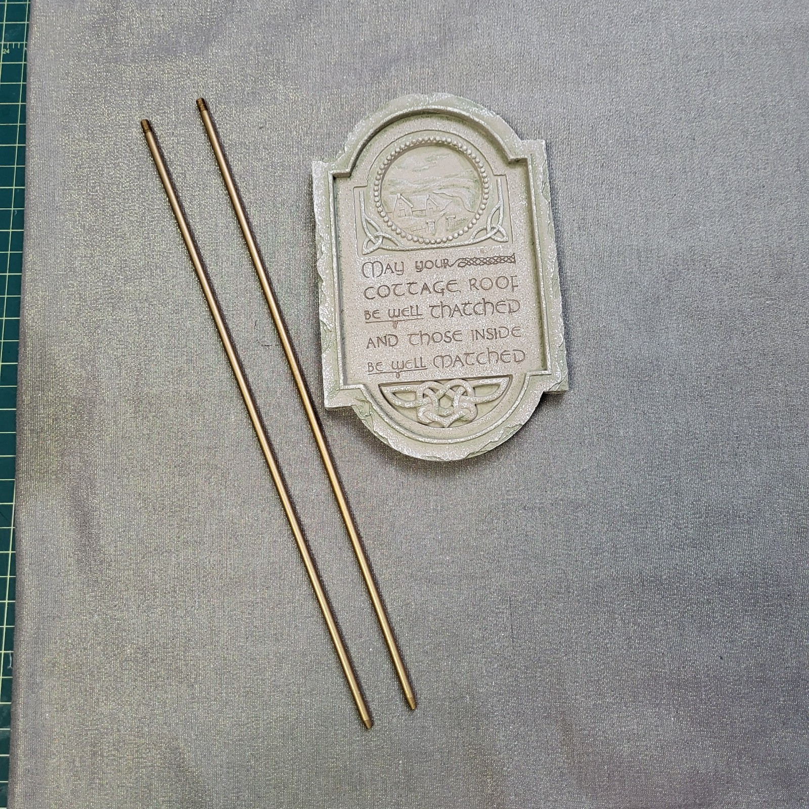 Irish Blessing Stone Plaque w/Ground Stakes “May your Cottage Roof Be Well Thatc
