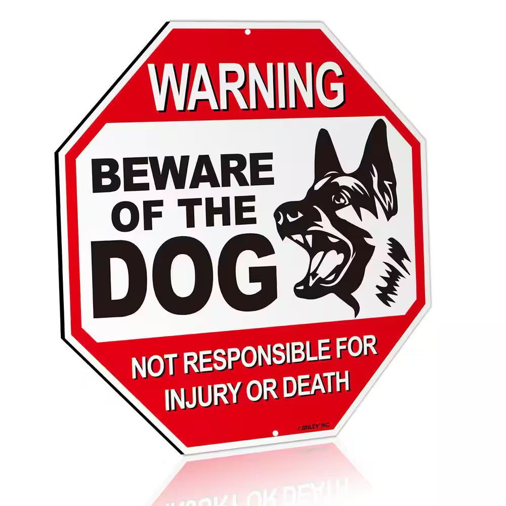 12 In. X 12 In. Beware of the Dog Aluminum Warning Sign, No Responsible for Inju