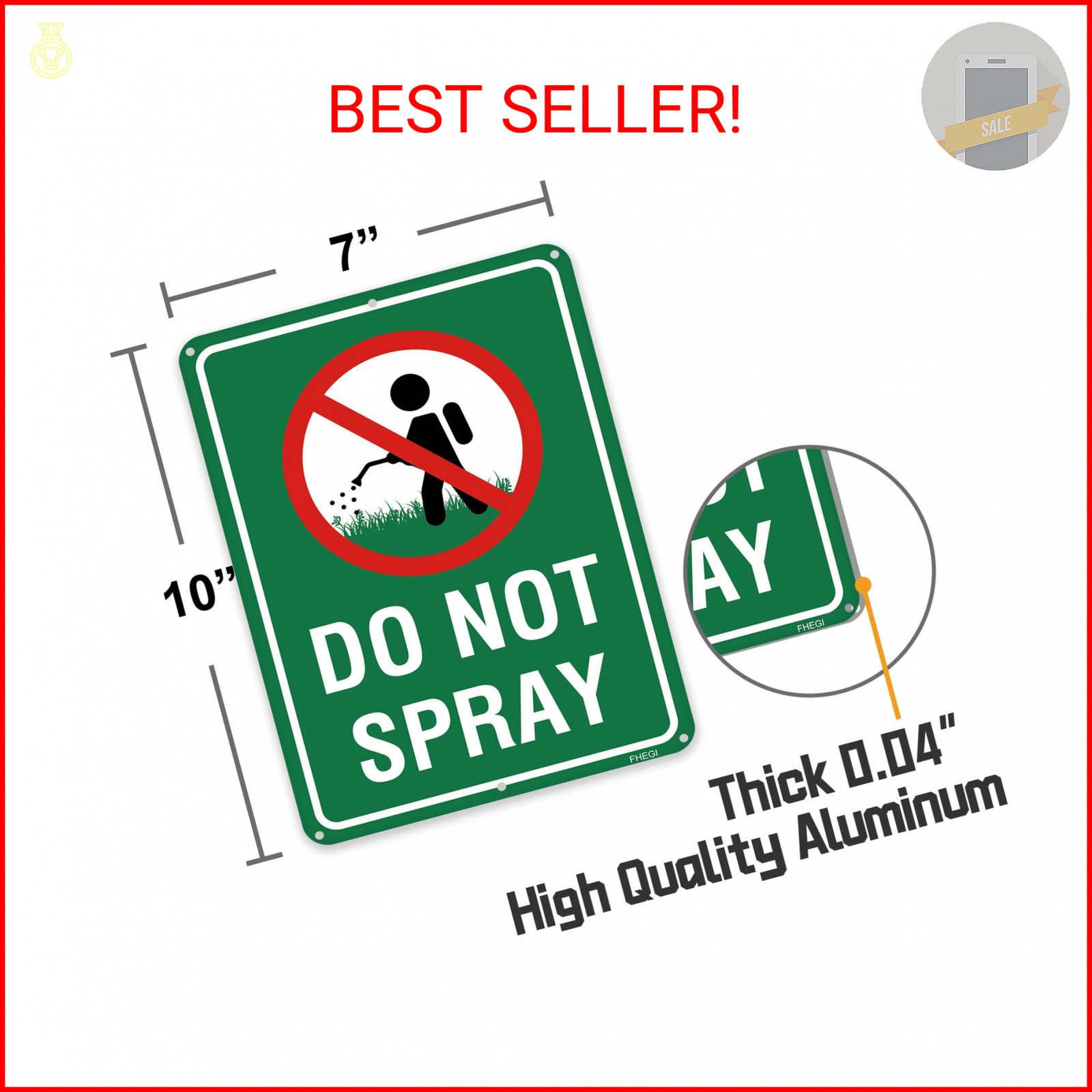 FHEGI 2PC Do Not Spray Signs, 10″x7″ No Spray Pesticide Sign,Reflective Rust Fre
