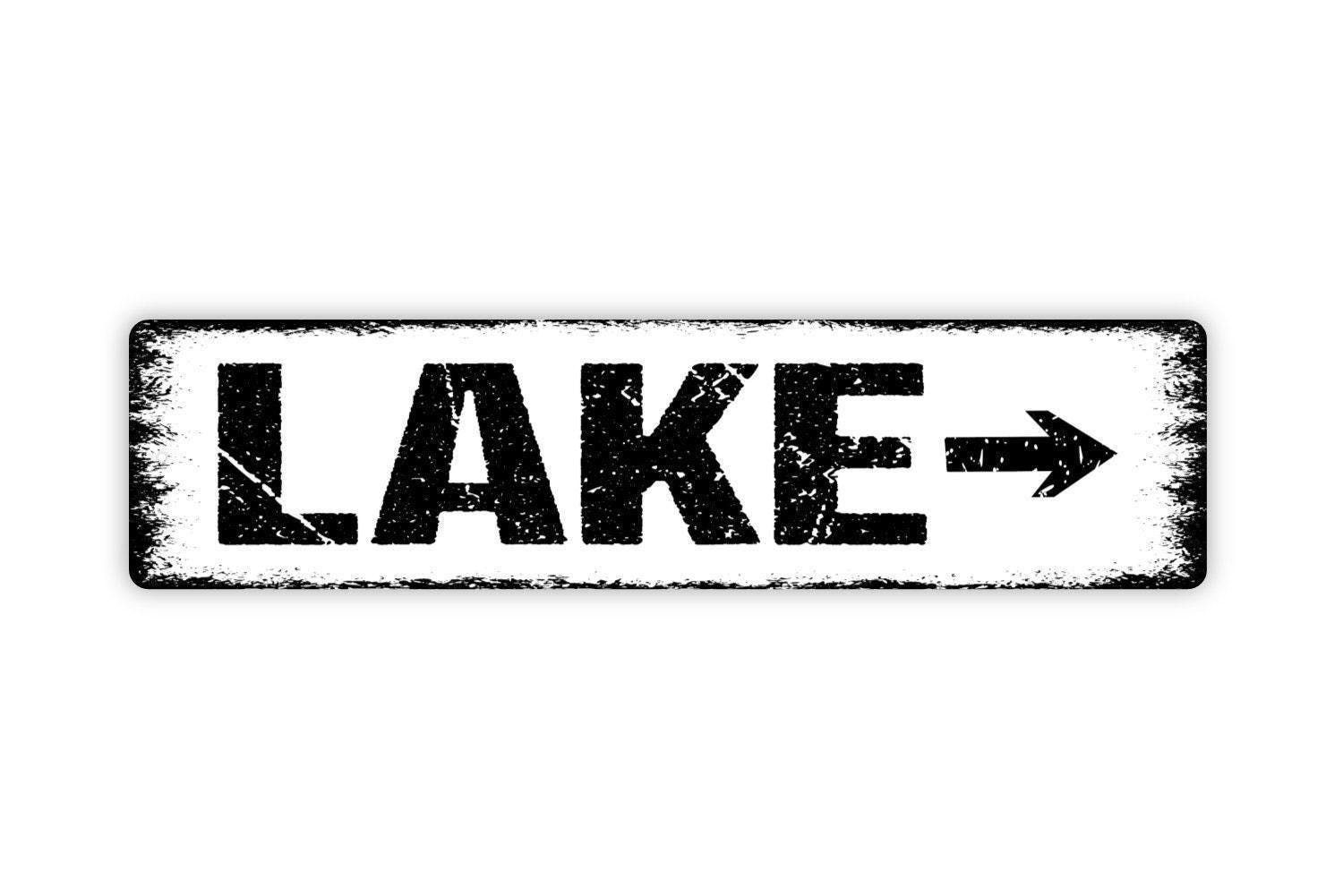 Lake Arrow Sign | Rustic Metal Sign | Left or Right Arrow | Cabin, Dock,
