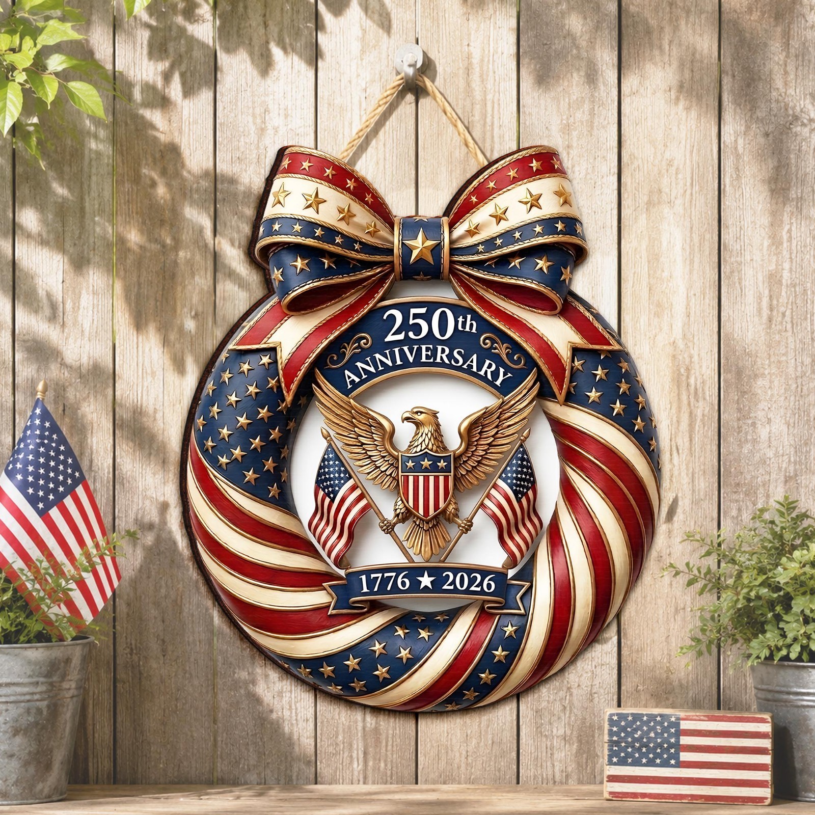 USA 250th Anniversary Wooden Sign, Liberty Bell Sign, 1776-2026 Decor, Patriotic