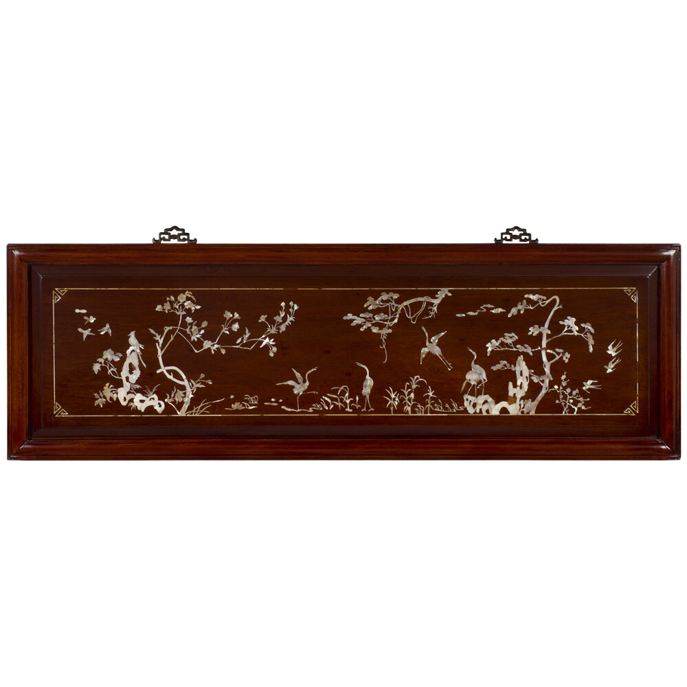 US SELLER – Bird and Flower Mother of Pearl Inlay Rosewood Wall Plaque
