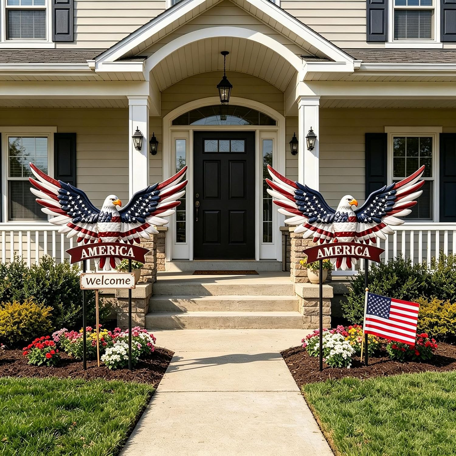 Eagle Patriotic Decor Garden Stakes Decorative Large 35.8In with America Sign, 4