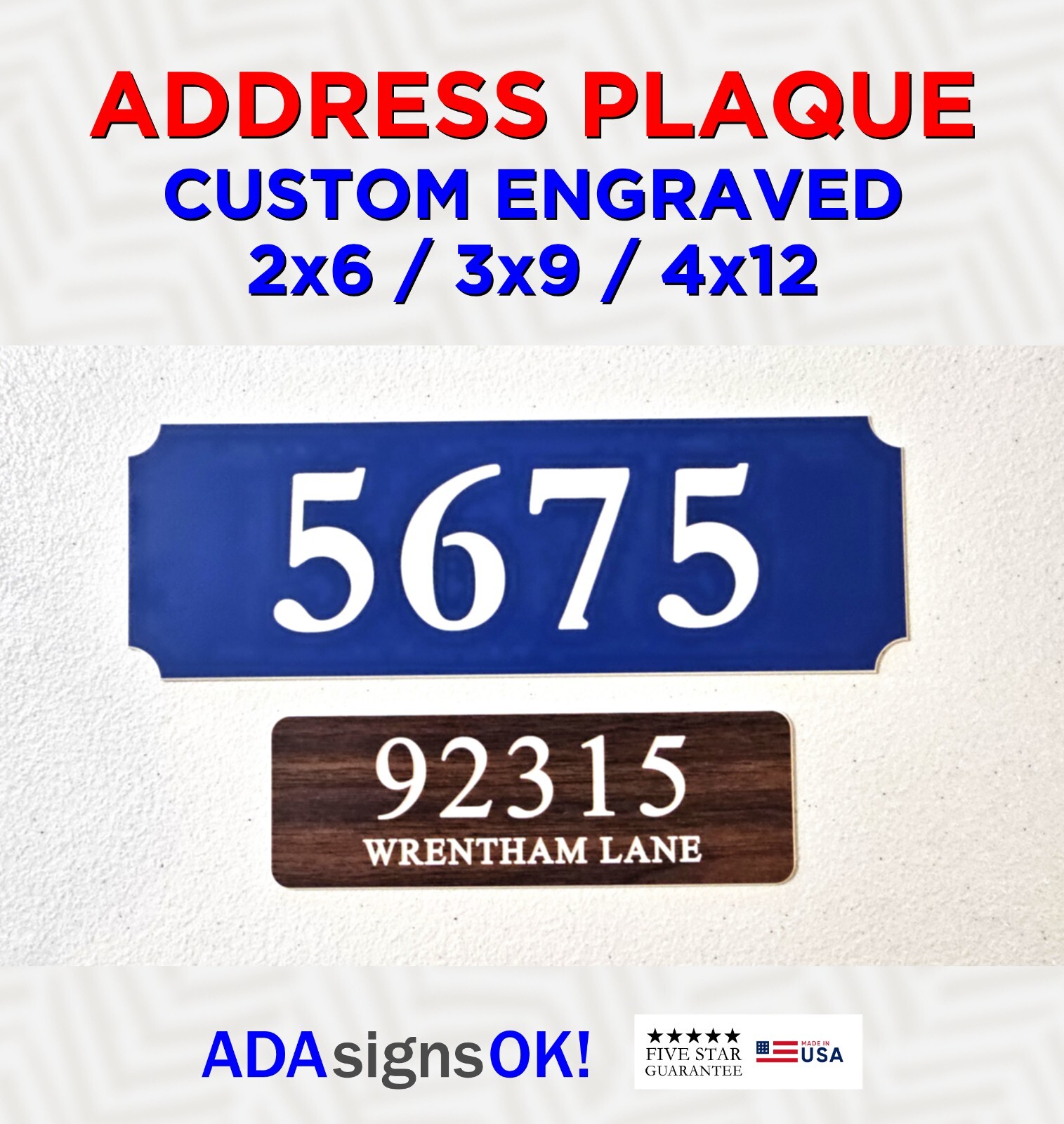 ADDRESS PLAQUE with STREET NAME – MAILBOX PORCH SIGN – CUSTOM
