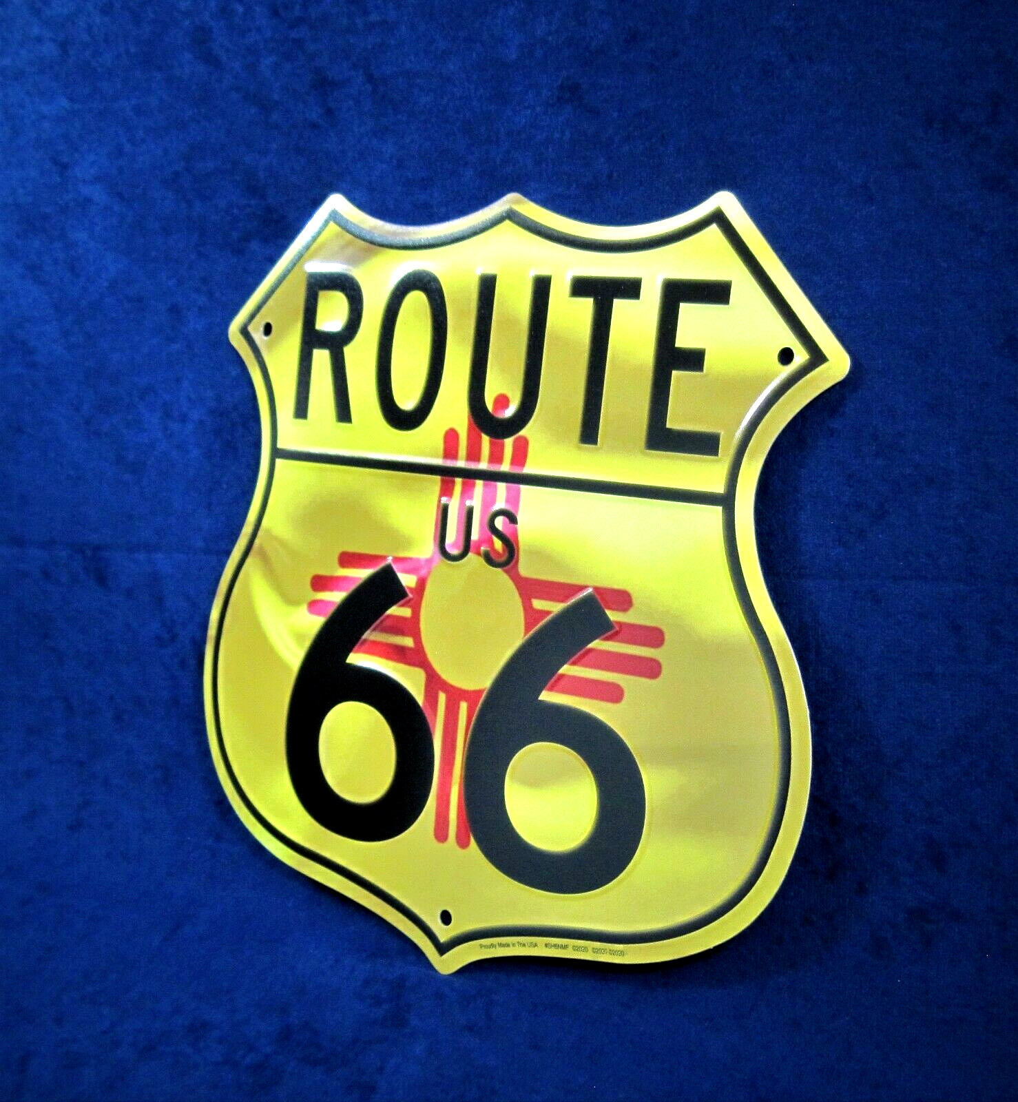 RT 66 NEW MEXICO FLAG Shield *US MADE* Embossed Sign – Man Cave Garage Bar Decor