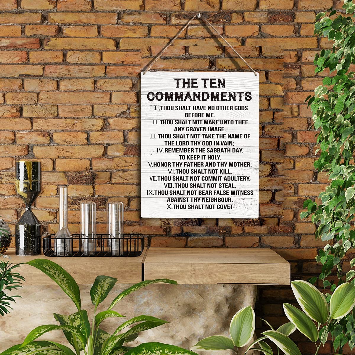 YCYD Inspirational Ten Commandments Wall Art,10 8×10 inches, Brown110