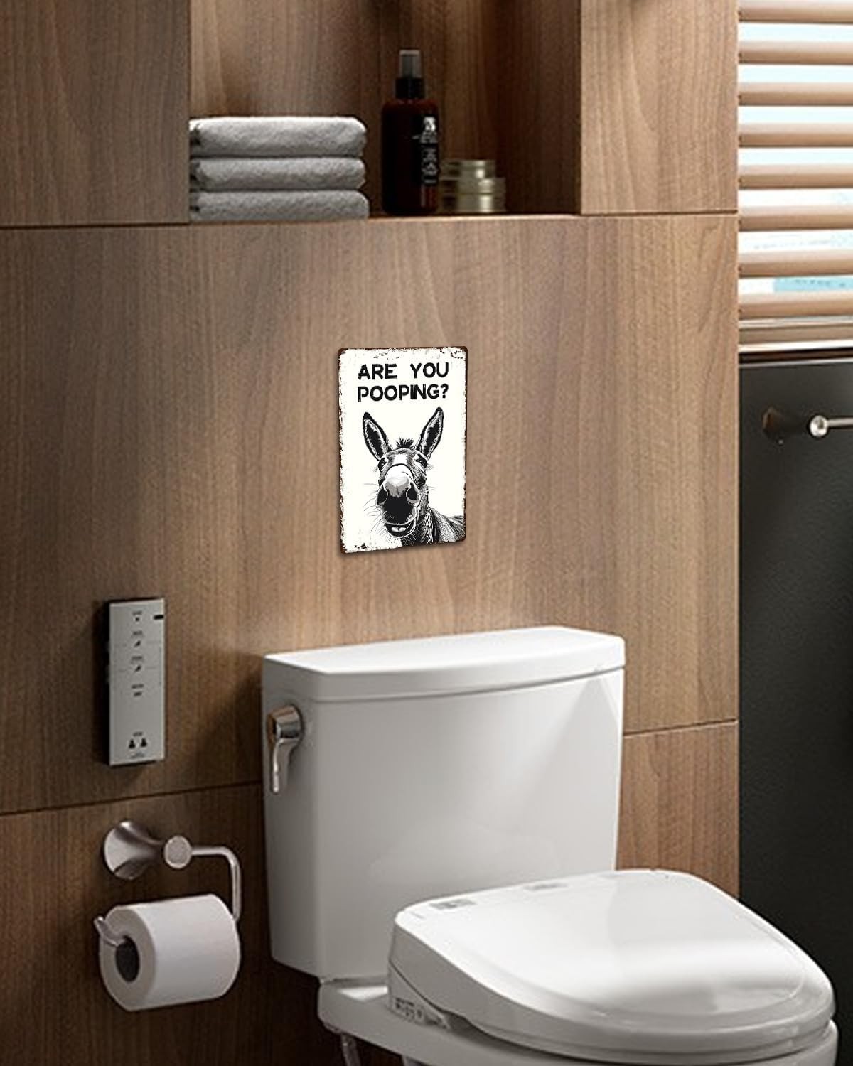 8×12″ Funny Donkey Are You Pooping Metal Signs Vintage Farmhouse Bathroom Decor