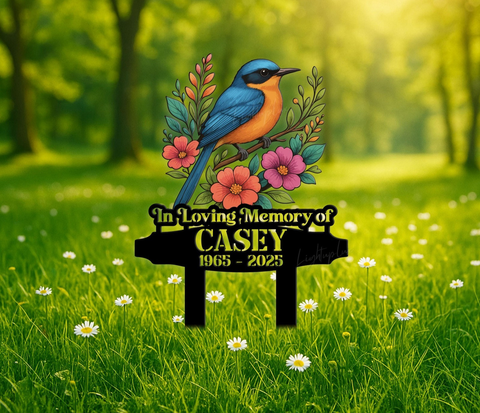 Personalized Bird Memorial Garden Stake, Pet Sympathy Grave Marker Gift