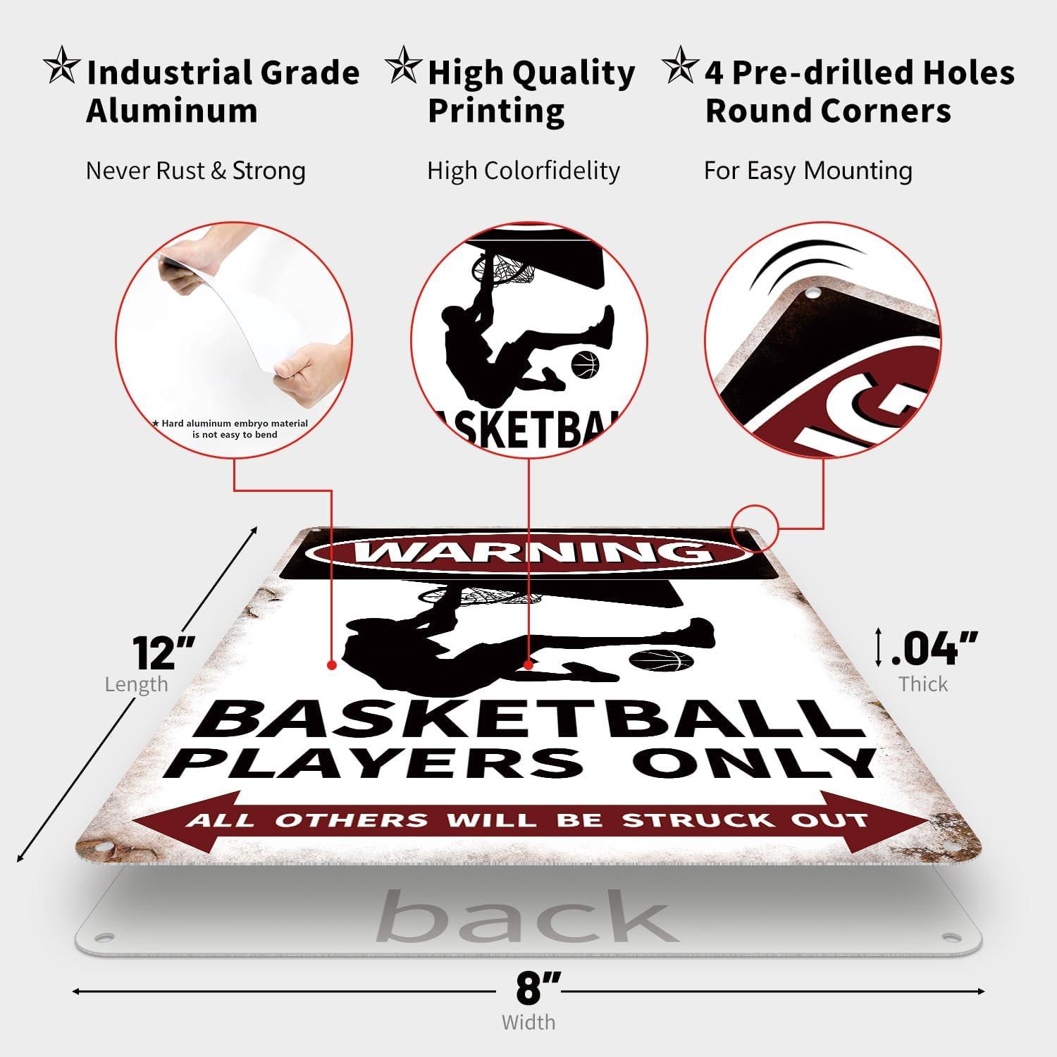 Basketball Decor Gifts Vintage Metal Tin Sign Poster for Boys Room Kids Bedroom