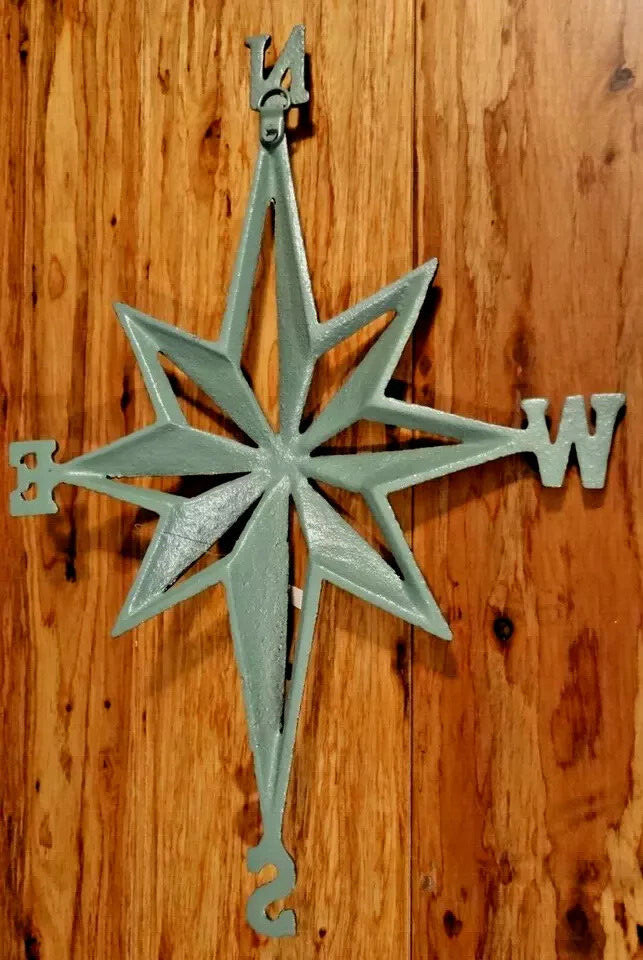 Changes In Latitudes Vintage Patina Wall Rose Compass Nautical 14″ North So Ea W
