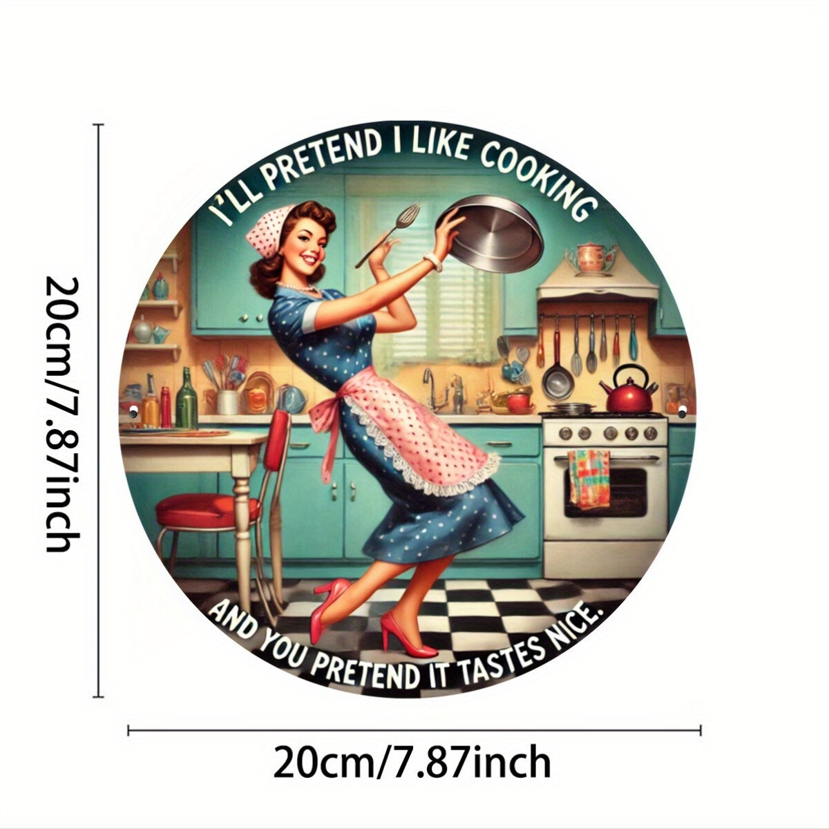 8x8in Inches (20X20Cm) 2D Flat Printed Round Metal Sign – Kitchen Rules – Vint