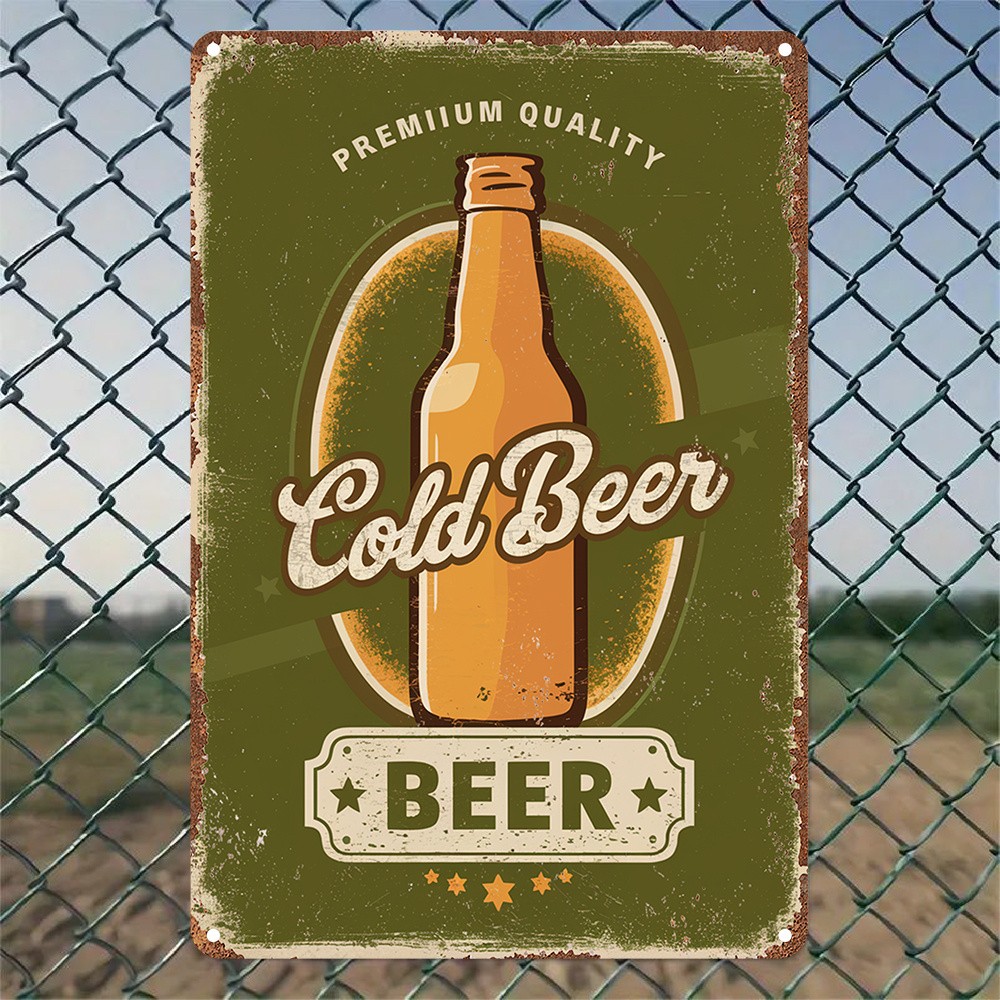 Vintage Cold Beer Metal Sign Retro Wall Decor Plaque for Bar Man Cave Beer Lover