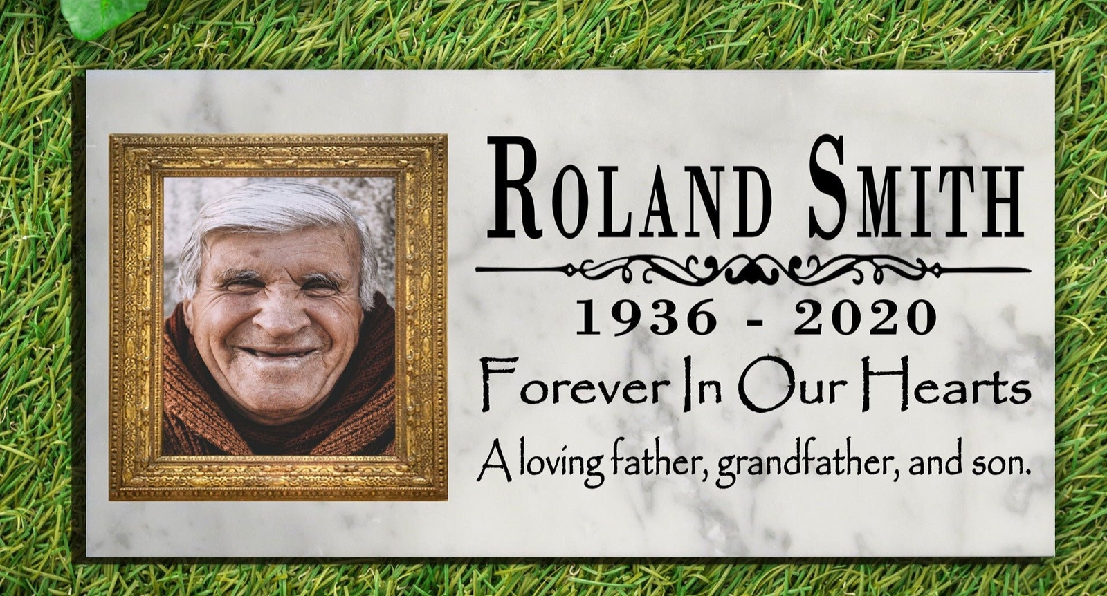 Picture Memorial Stone Loved One Loss Gift Forever In Our Hearts 12″ x 6″