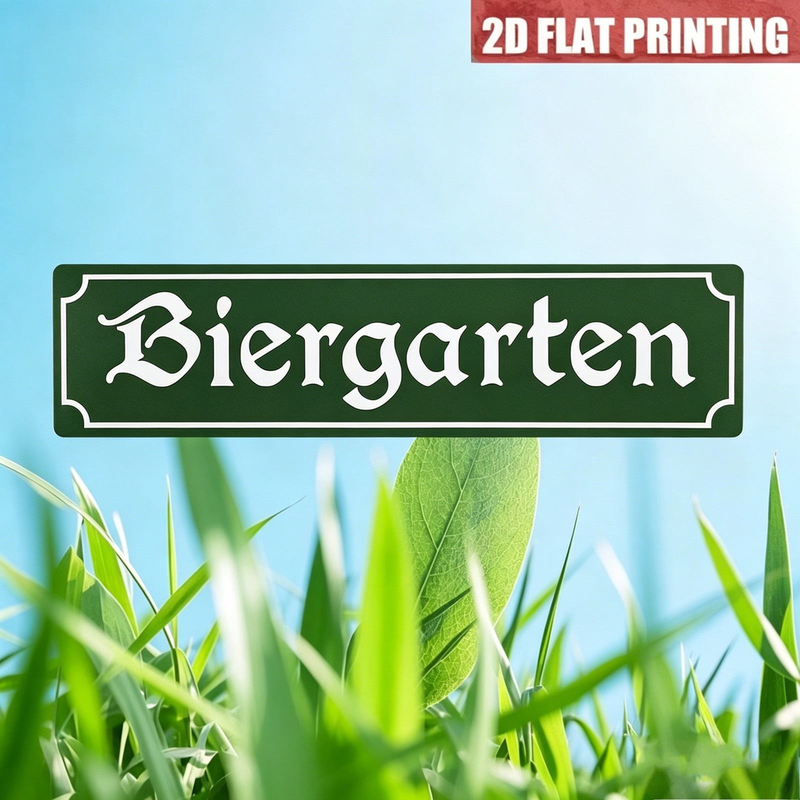 Biergarten Dark Green Vintage Metal Sign German Beer Garden Patio Wall Decor