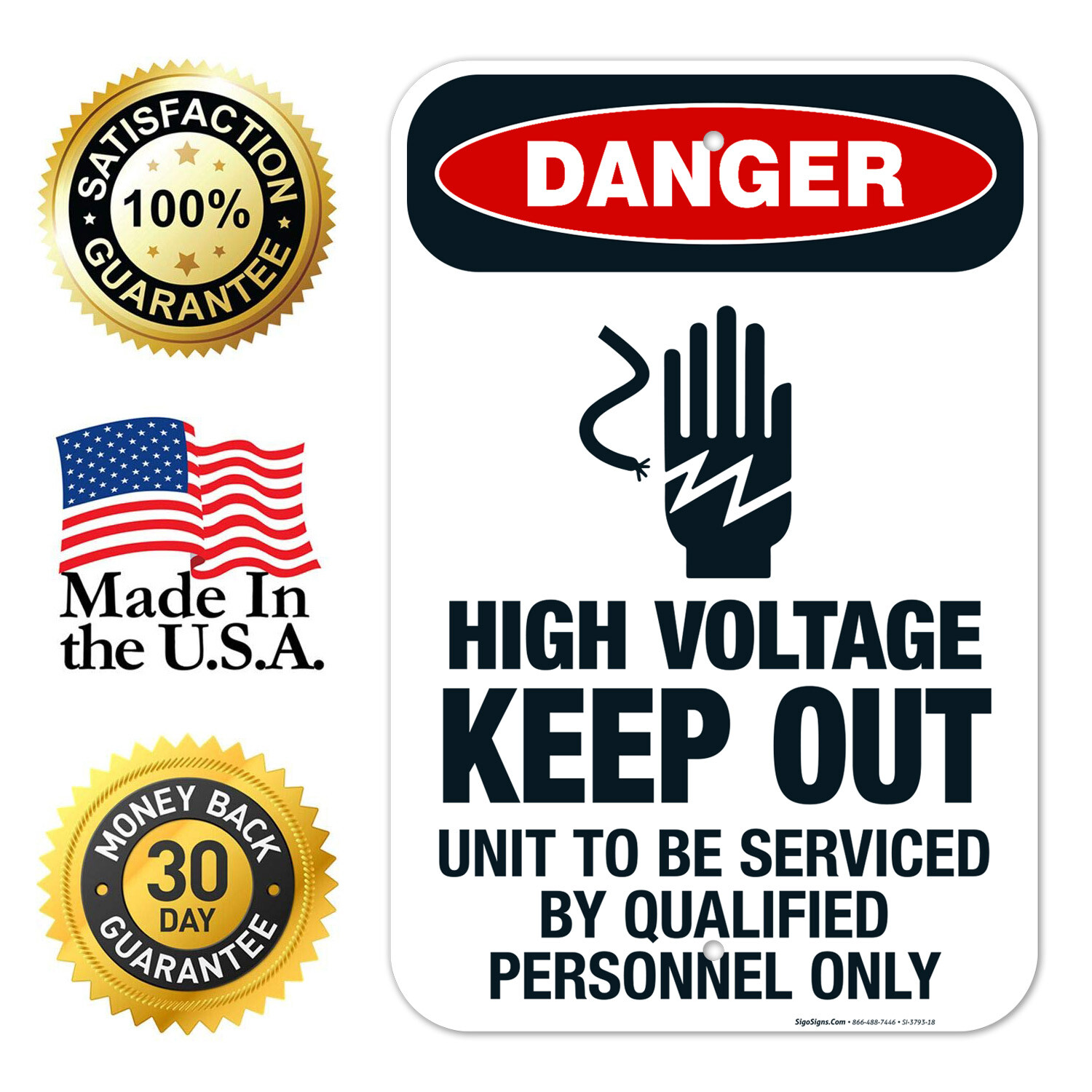 High Voltage Unit To Be Serviced By Qualified Only Sign, OSHA Danger Sign,