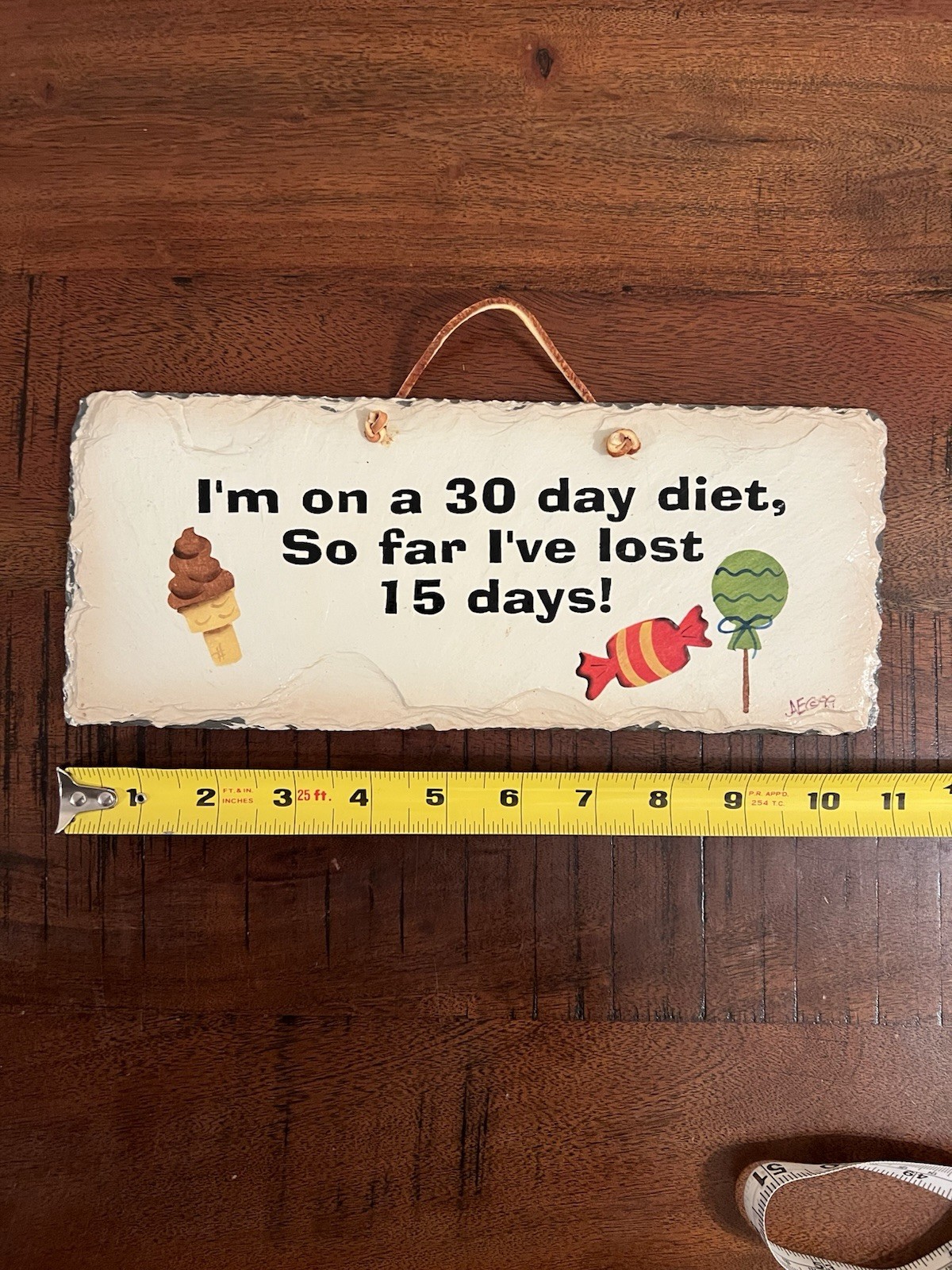 Plain Jane Hand Cut Slate Funny Wall Plaque-I’m On A 30 Day Diet