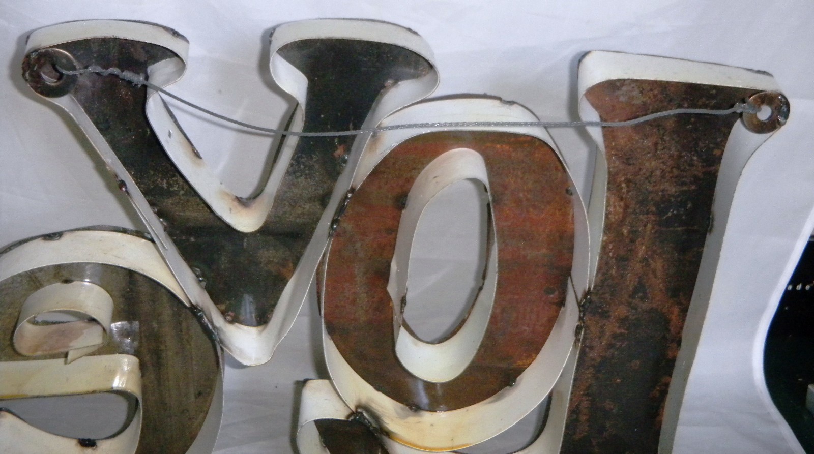 “LOVE” Wall Sign – Handmade Metal – Distressed Vintage Look – Ready to Hang