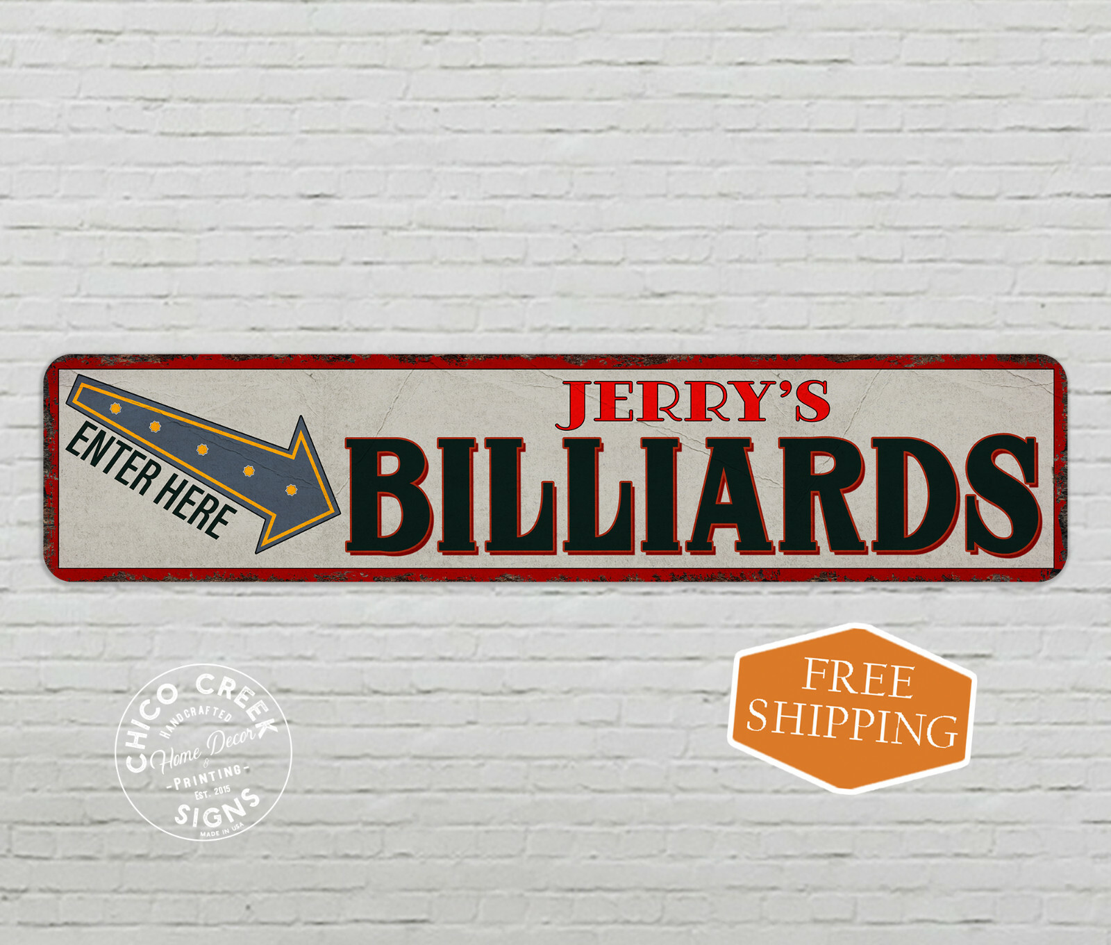 Custom Billiards Room Decor Sign Pool Hall Personalized Gift 4×18 104182002001