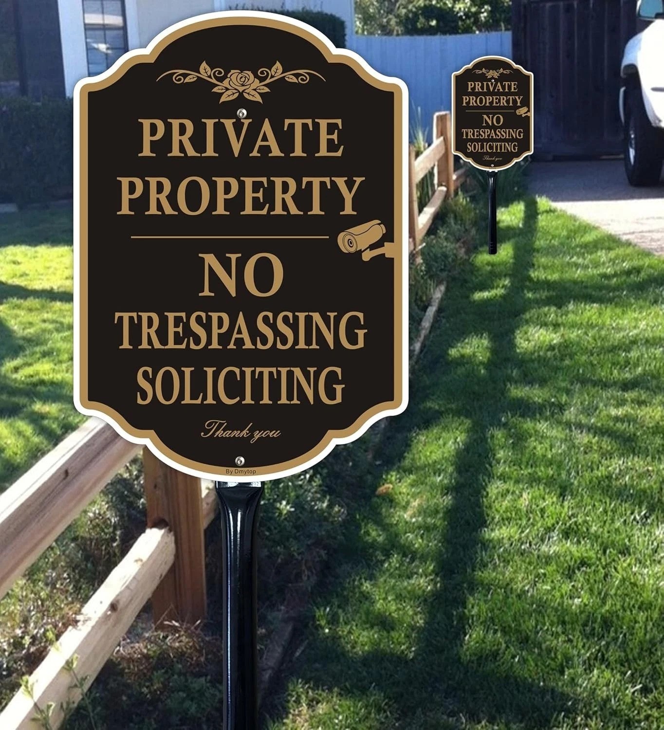 Private Property No Trespassing Signs with 36-inch Metal Stakes, 14 x 10 inch…