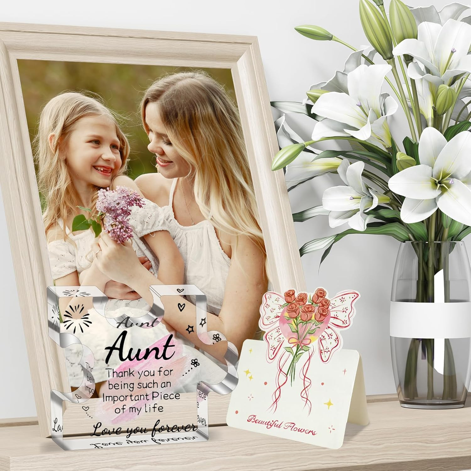 Aunt Gifts from Niece – Engraved Aunt Birthday Acrylic Puzzle Plaque- Shaped Pla