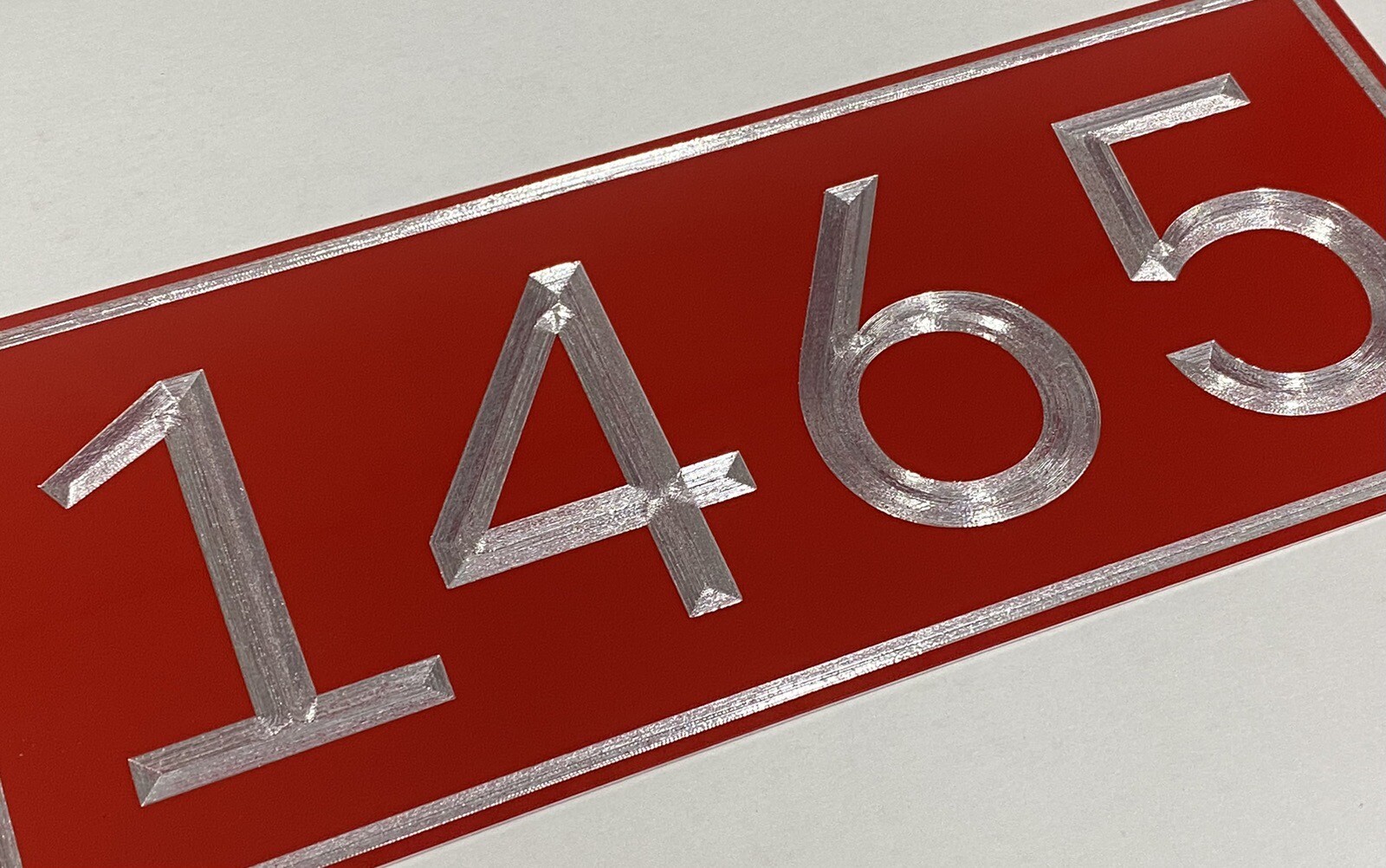 Engraved Personalized Custom House Number Street Address RED Metal 12×5 Sign