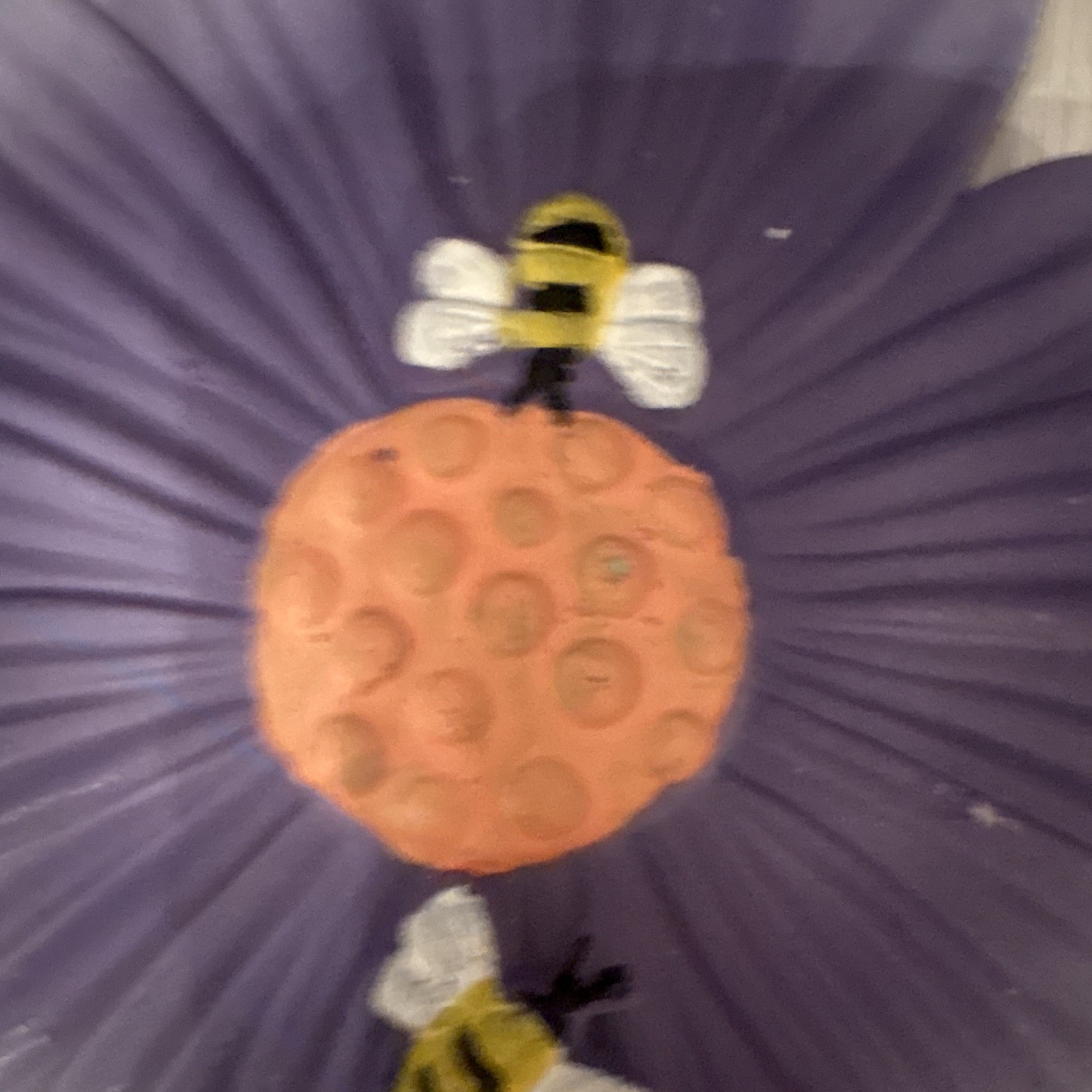 Purple Flower Stepping Stone Bumblebee 3D Garden Decor Painted Cement NEW