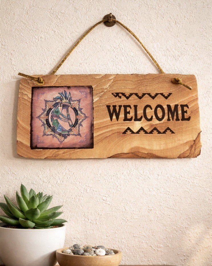 Thirstystone Stone Expressions Sandstone Welcome Sign Kokopelli 7” Wall Plaque