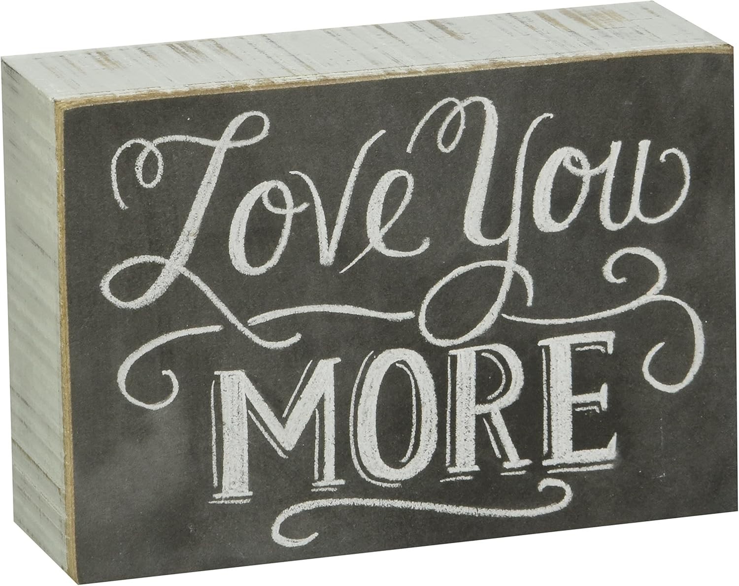 Love You More Chalk Box Sign 5×3.5 in Wooden Decor for Home or Wall