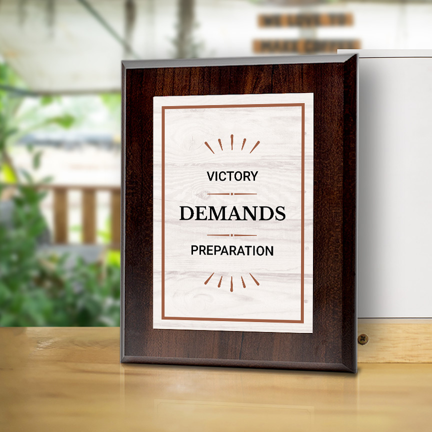 Victory Demands Preparation Decorative Wall Plaque With Easel Acrylic Stand