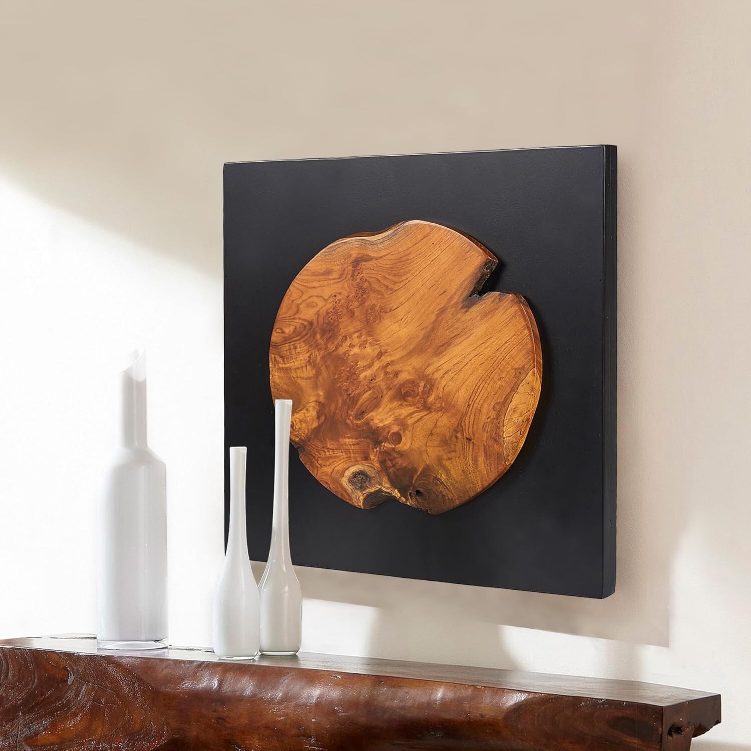 Rustic Teak Wood Wall Decor 17”x 17” Farmhouse Live Edge Wall Art Decor Gifts